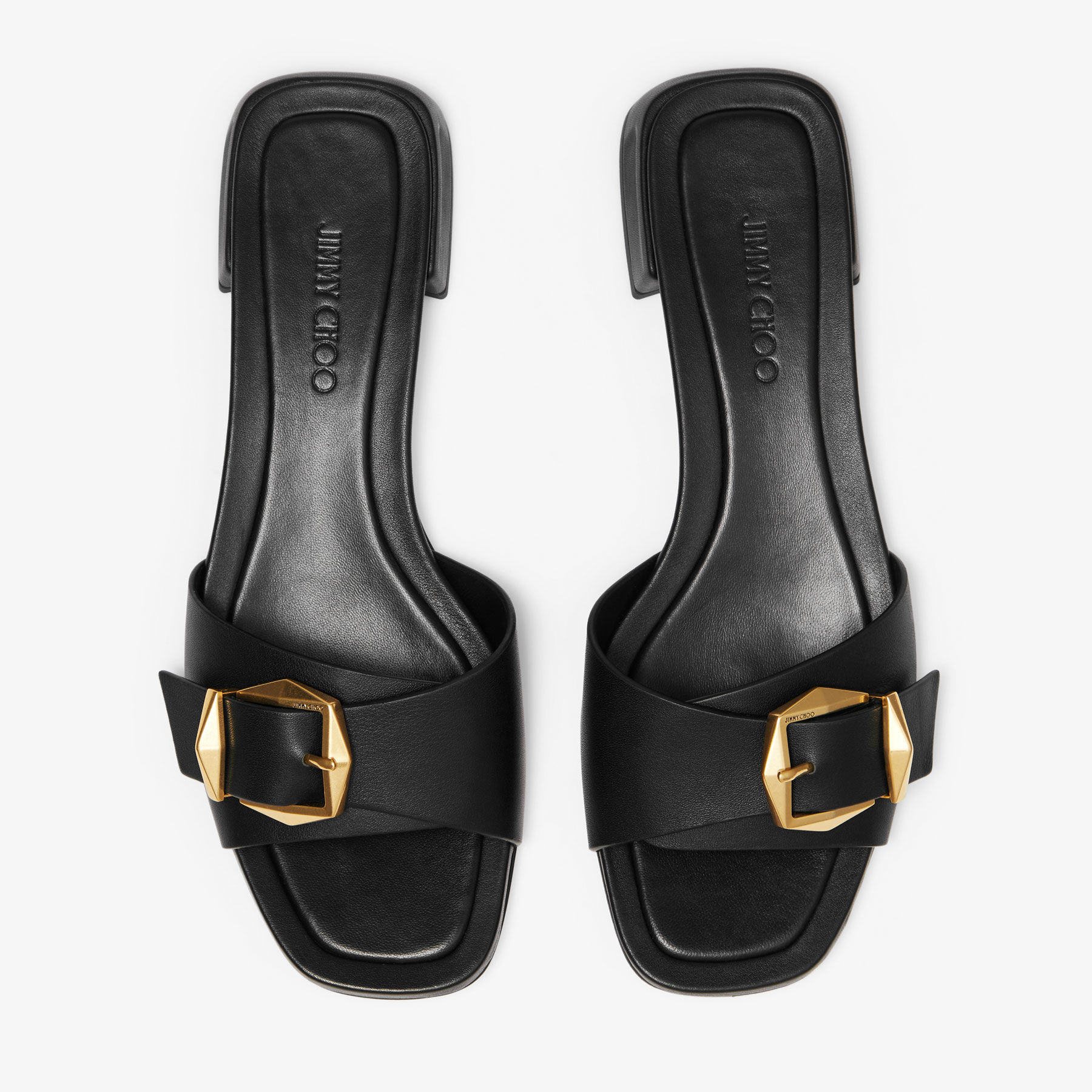 Hawke Mule Flat Black Gold Leather Flats JIMMY CHOO CA