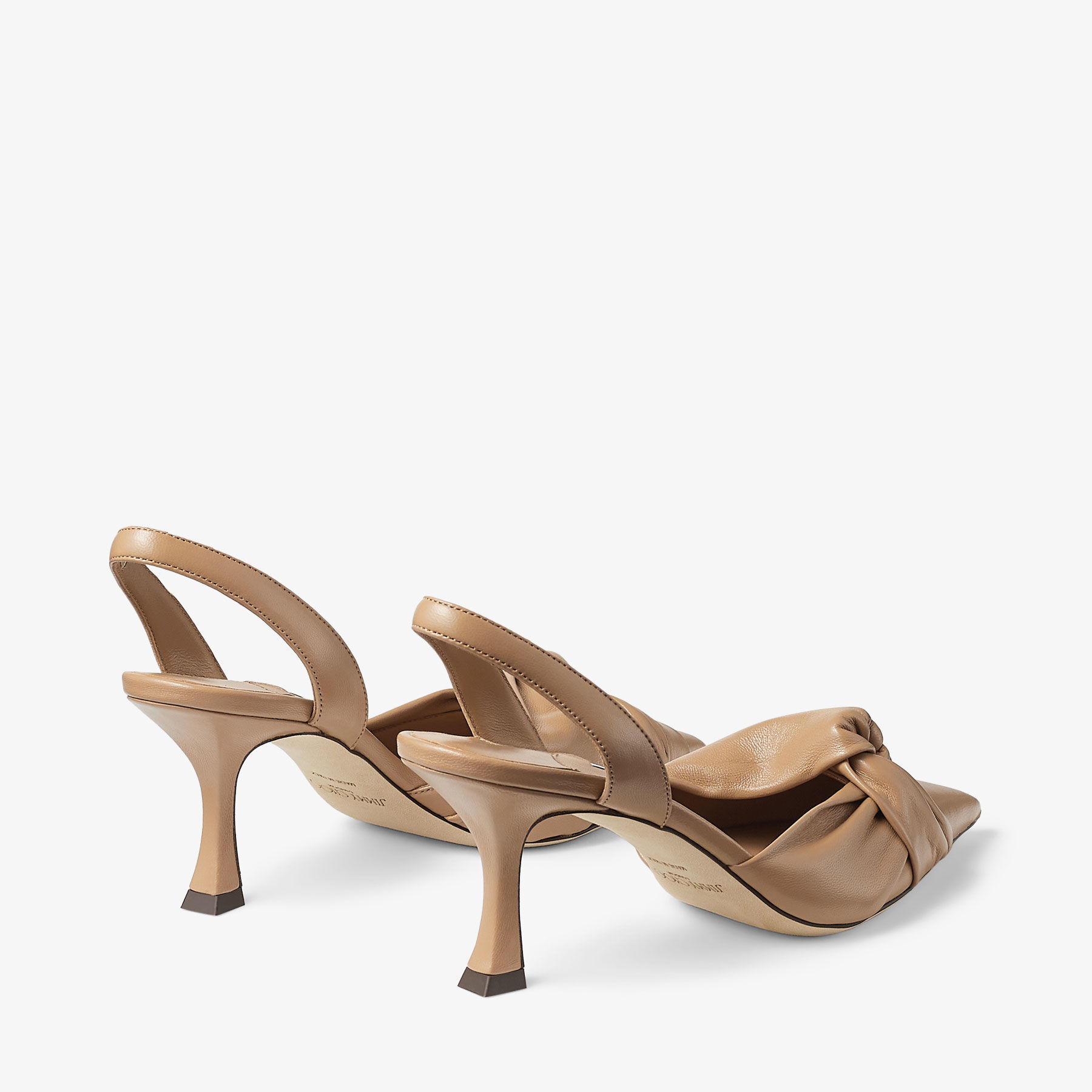 Hedera Sb 70 | Biscuit Nappa Leather Sling Back Pumps | New 