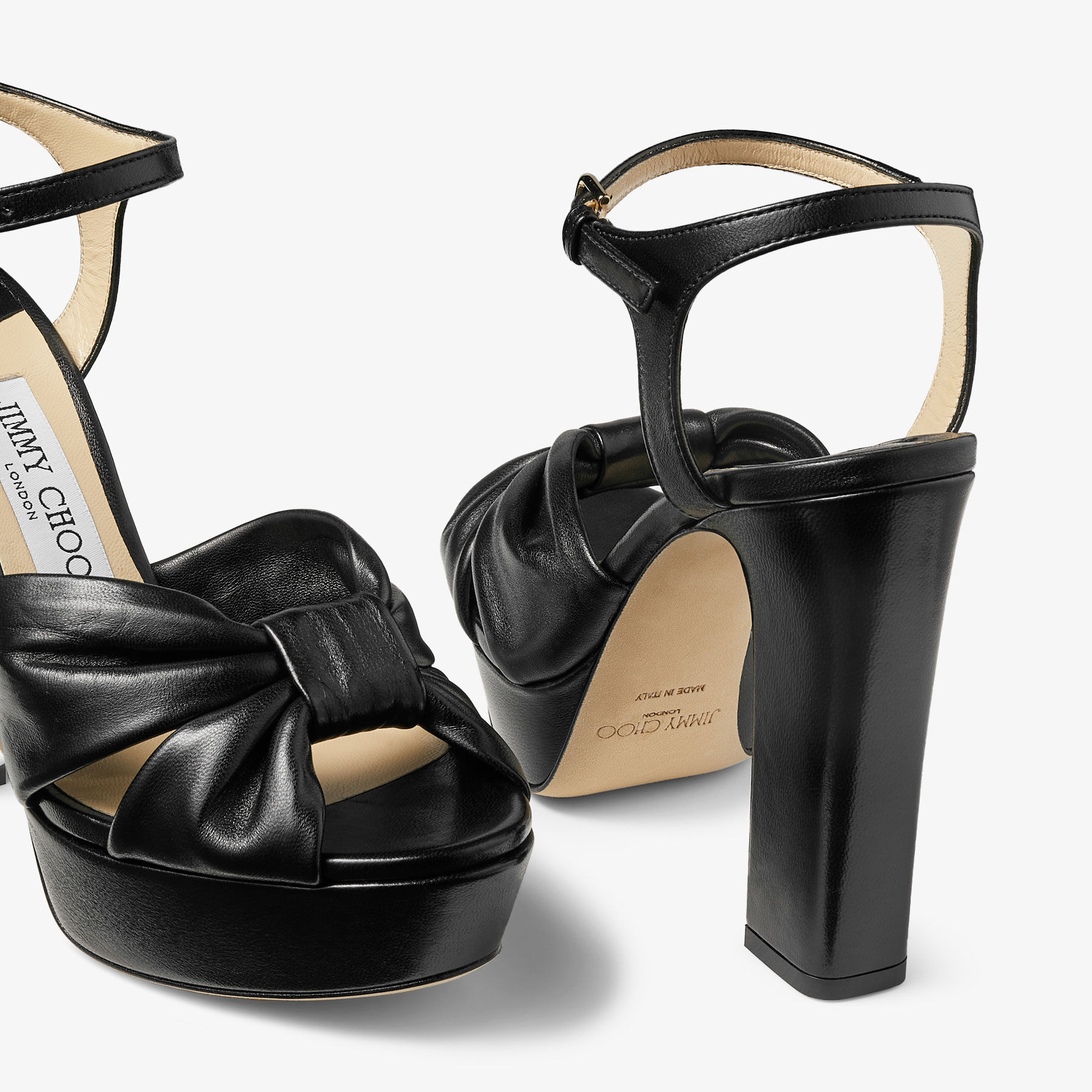 HELOISE 120 | Black Nappa Leather Platform Sandals | Summer Collection ...