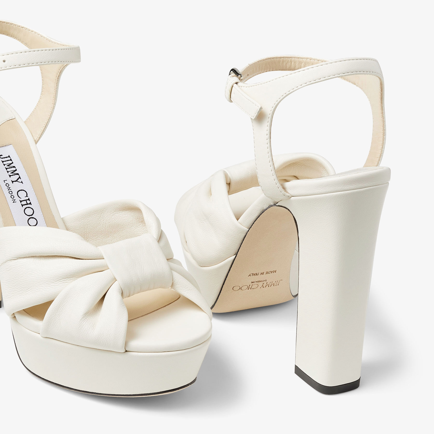 HELOISE 120 Latte Nappa Leather Platform Sandals Summer Collection JIMMY CHOO