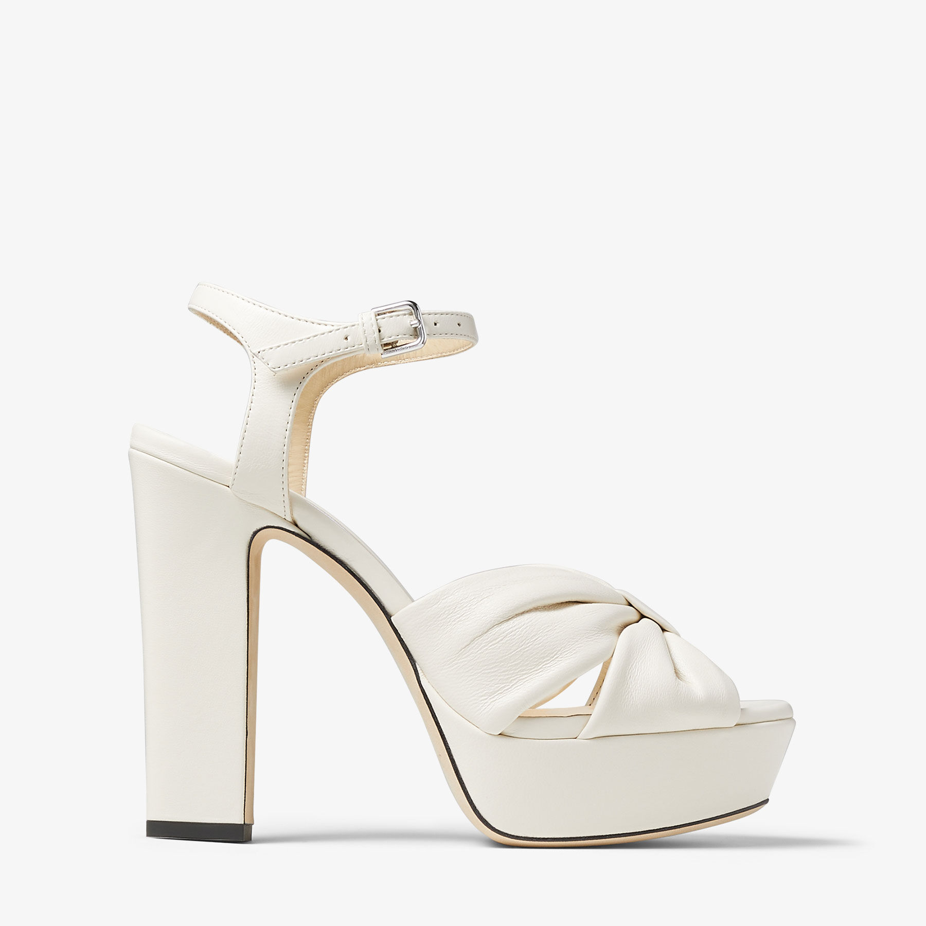 HELOISE 120 Latte Nappa Leather Platform Sandals Summer