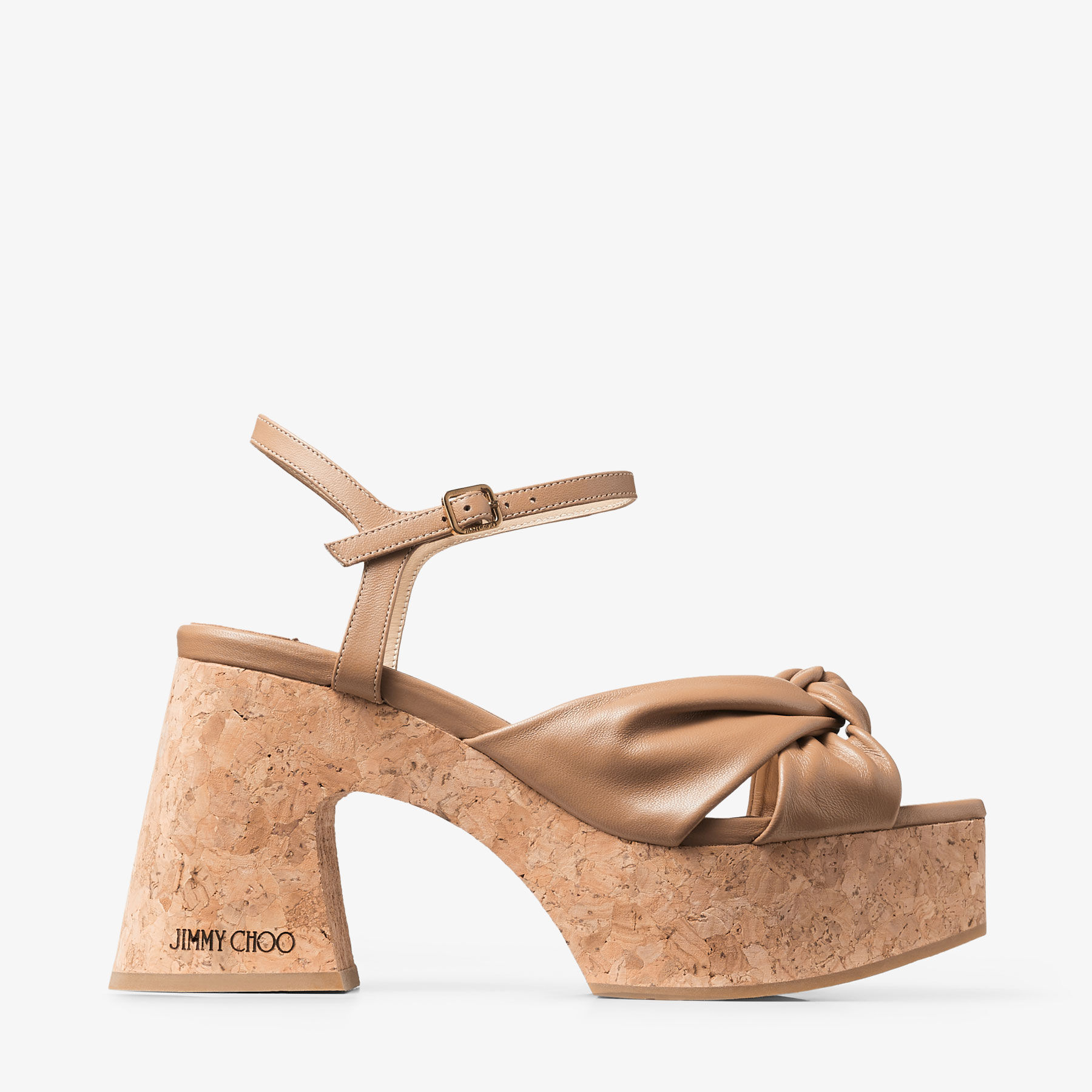 Heloise Wedge 95 | Biscuit Nappa Leather Platform Sandals | JIMMY CHOO