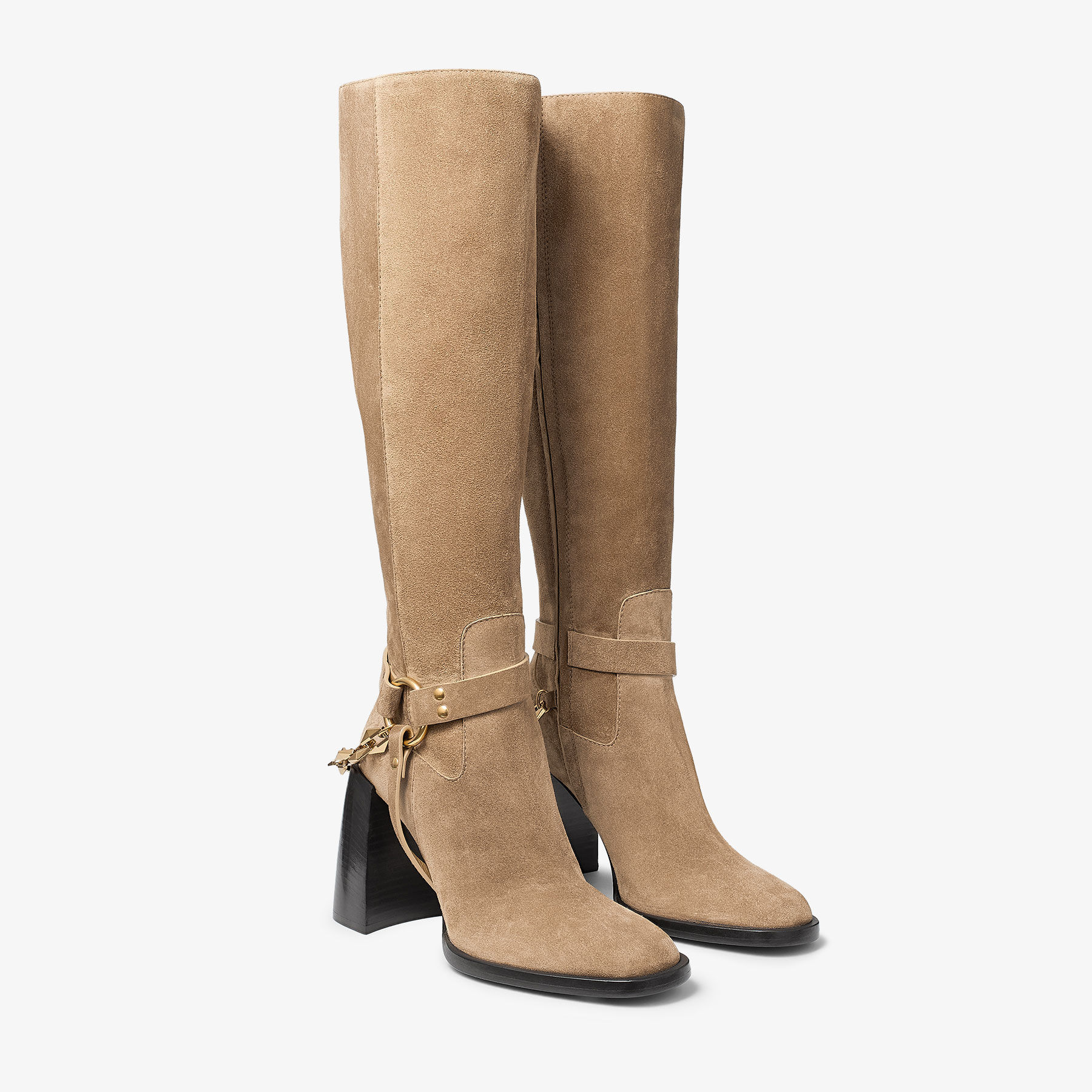 JIMMY CHOO Isabelle Knee Boot 95 Rattan Velvet Suede Knee High Boots Rattan 39.5