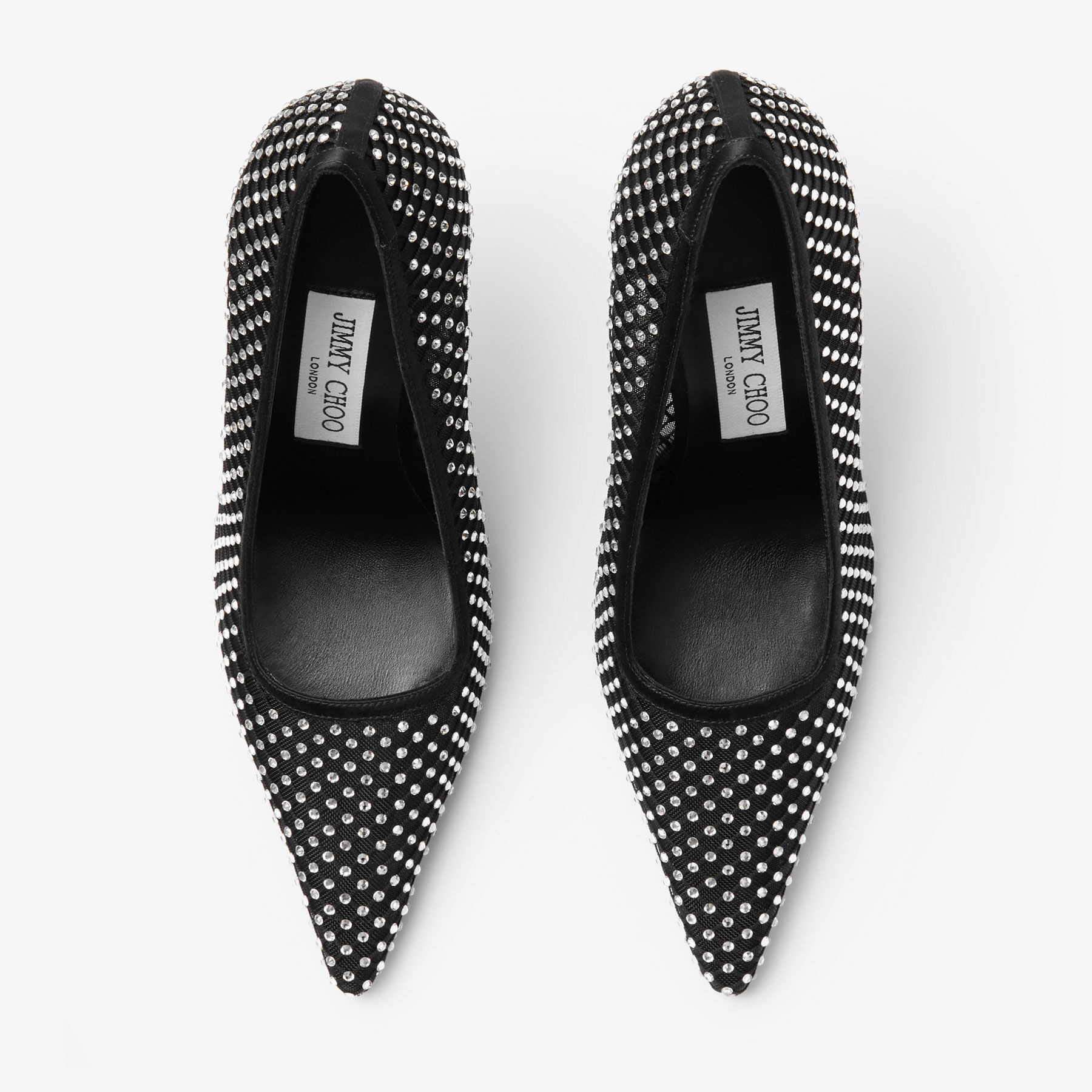 Ixia 95 Black Satin Crystal Mesh Pumps JIMMY CHOO CA