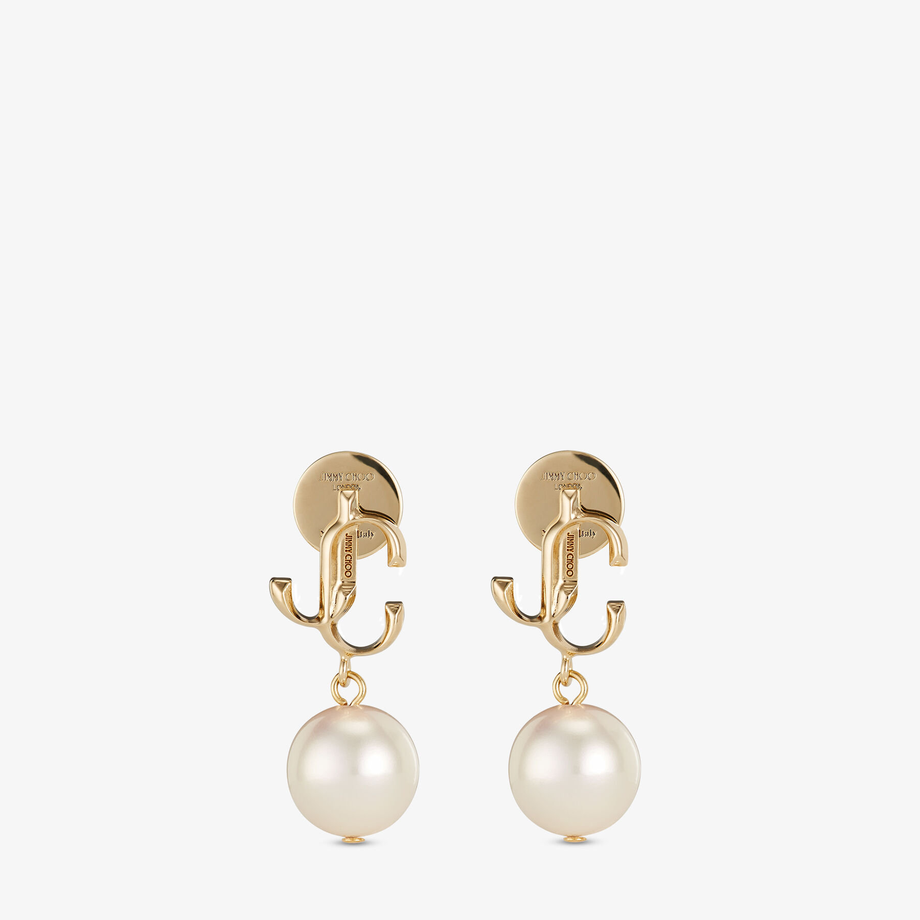 Gold-Finish Metal JC Pearl Stud Earrings | JC Pearl Studs 