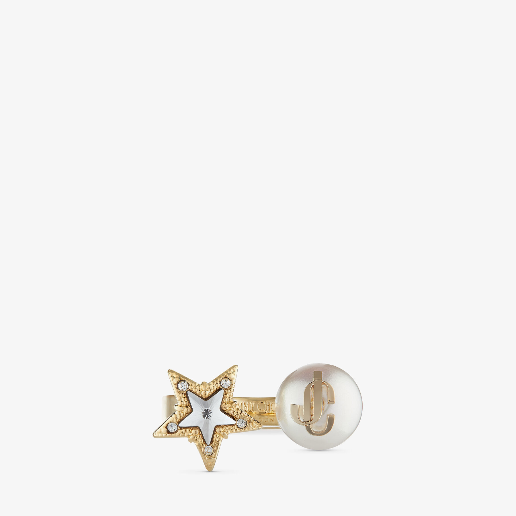 Gold-Finish Metal Ring with Crystal Star and Pearl | JC Star Pearl