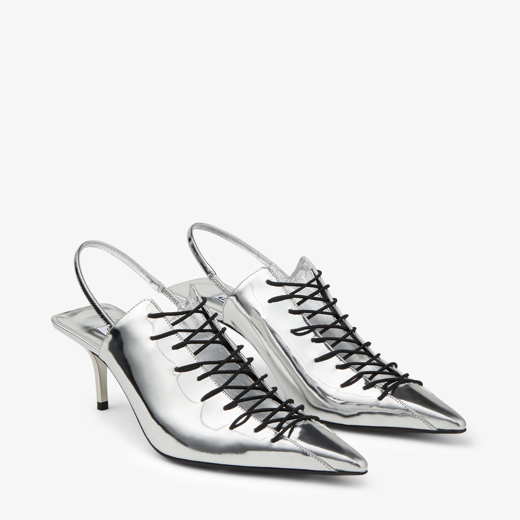 JIMMY CHOO JEAN PAUL GAULTIER CORSET SB Silver Liquid Metal