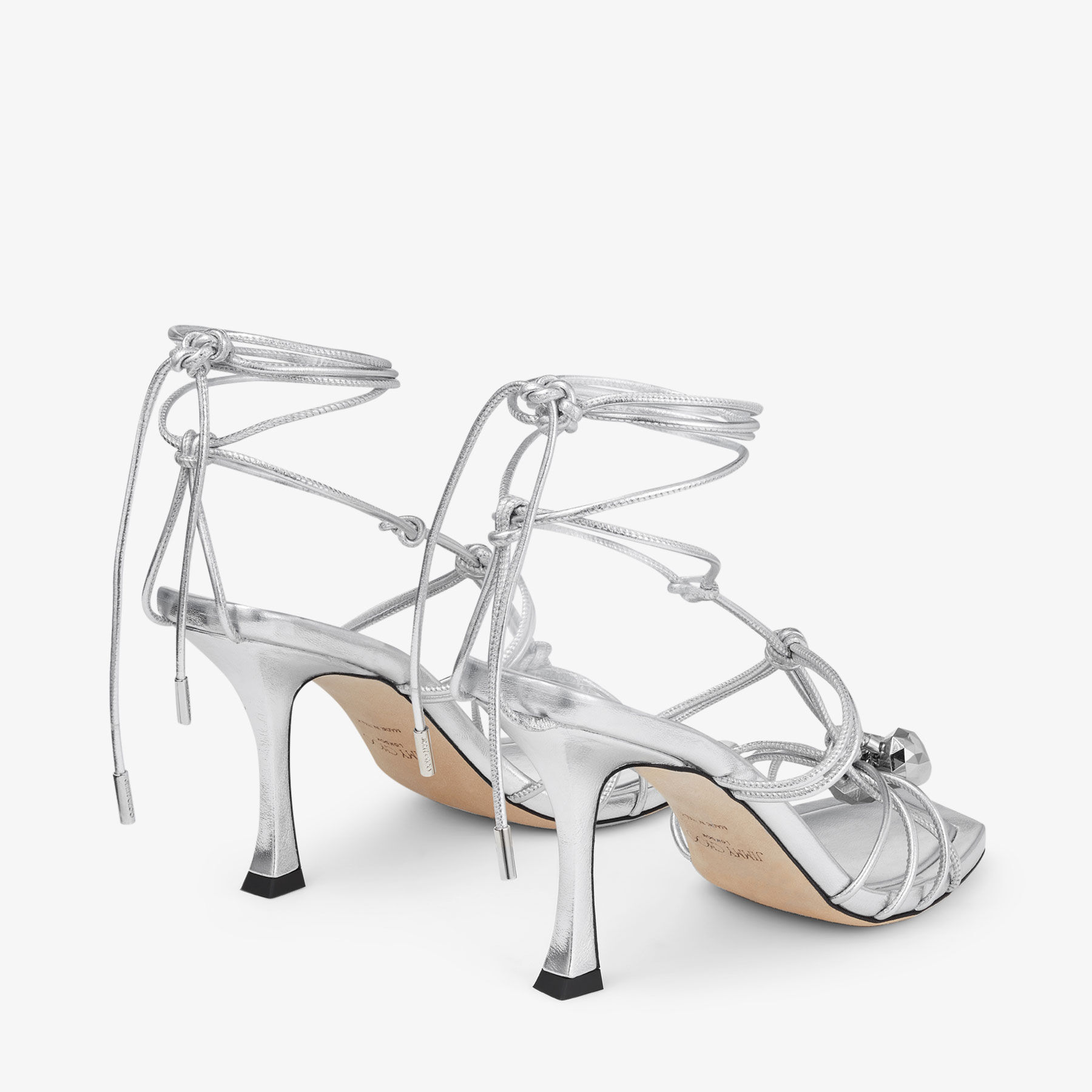 Jemma 90 Silver Metallic Nappa Leather Sandals JIMMY CHOO CA