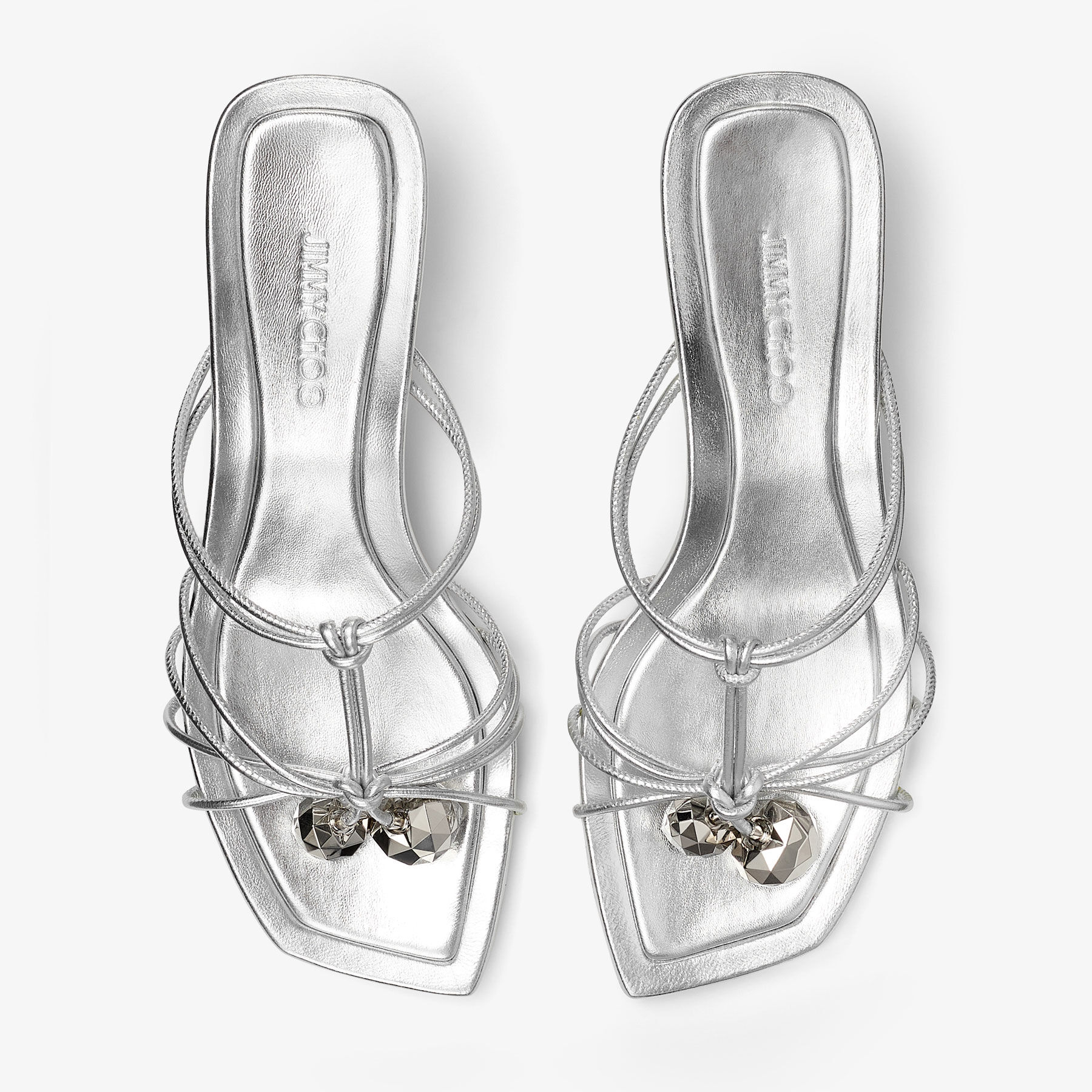 Jemma Mule 50 Silver Nappa Leather Sandals JIMMY CHOO CA