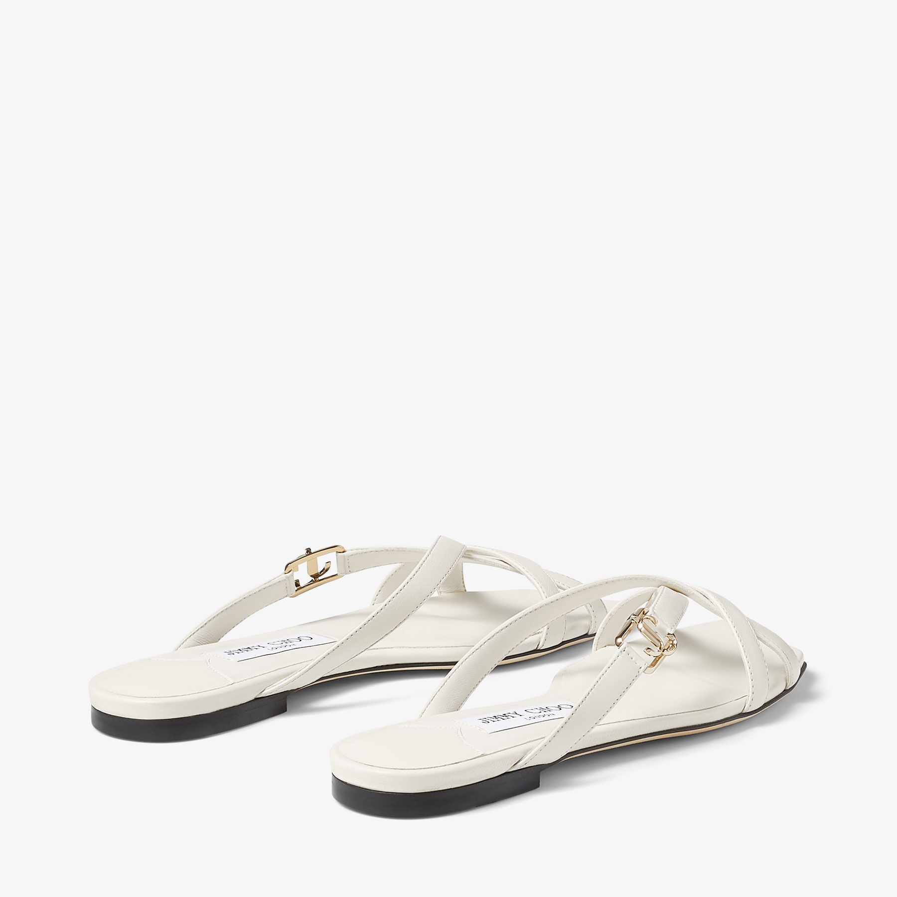 Jess Flat | Latte Nappa Leather Flat Sandals | JIMMY CHOO