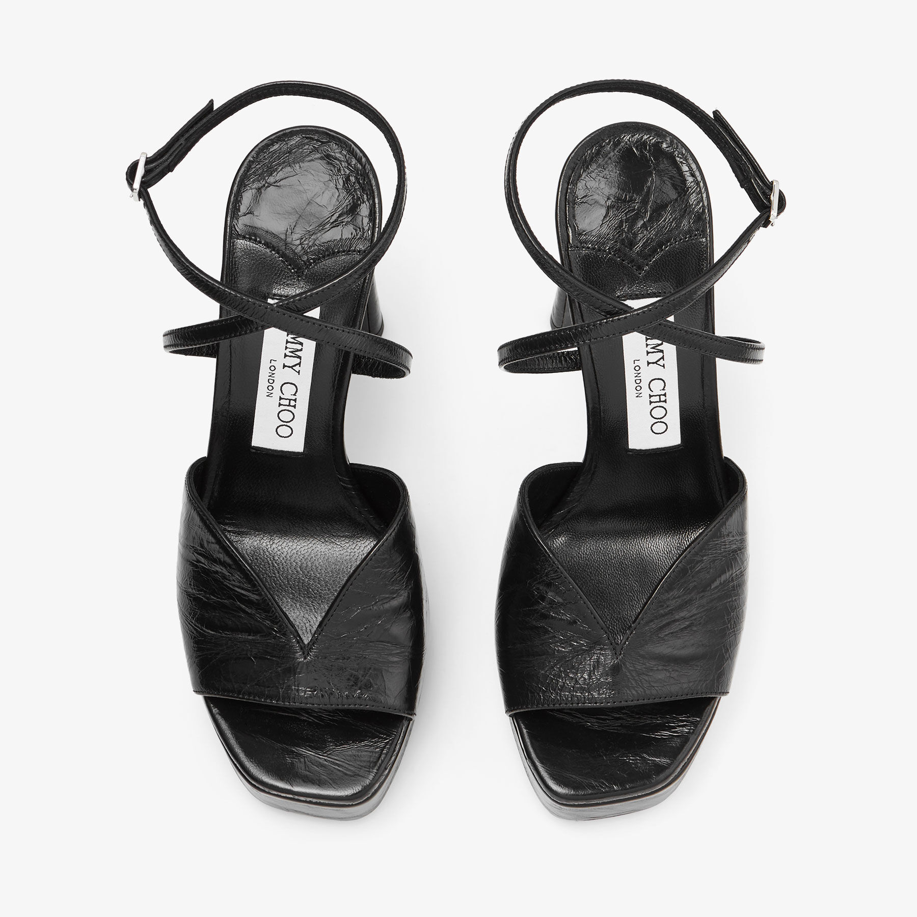Karli/PF 125 | Black Metallic Leather Platform Sandals | JIMMY CHOO US