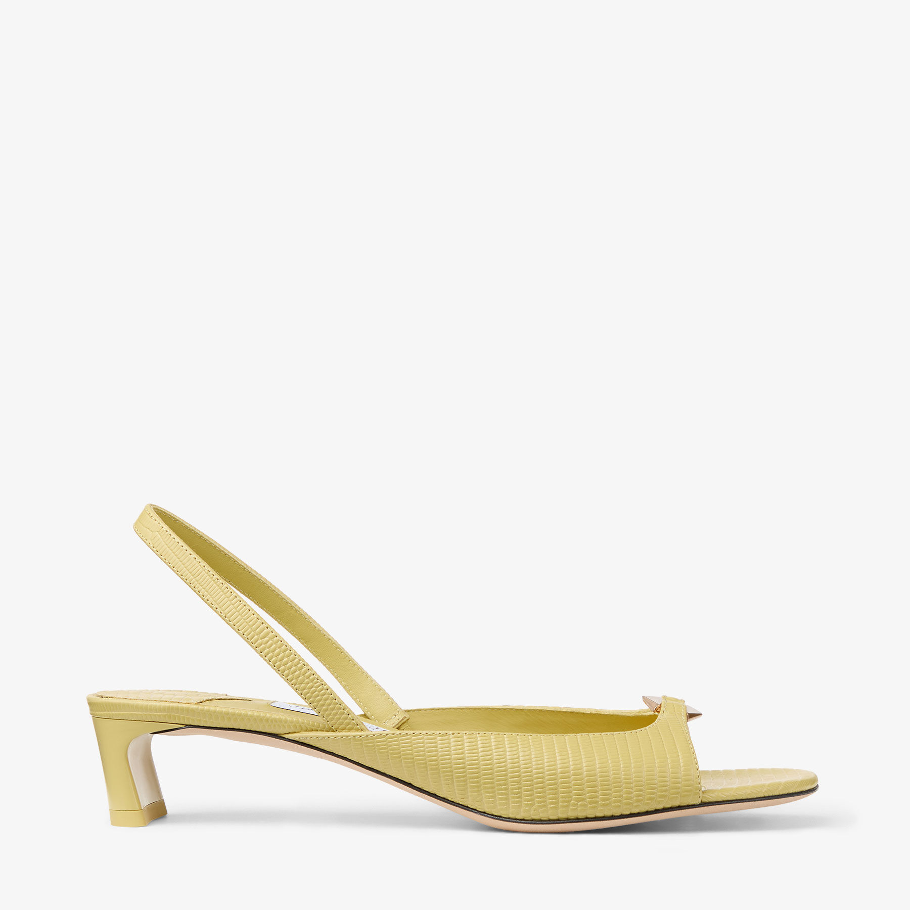 JIMMY CHOO Lev 35 Yellow Lizard Print Leather Sandals Sunbleached Yellow Gold 39.5