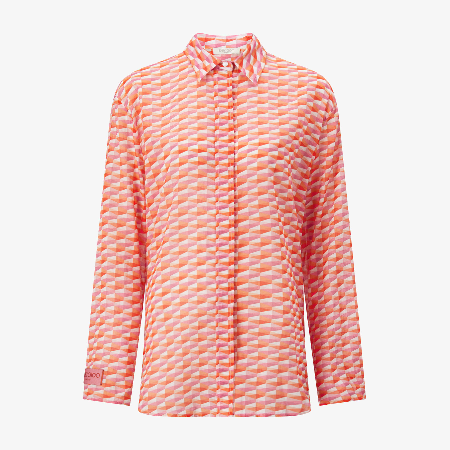 Lona Paprika Candy Pink Diamond Print Cotton Shirt JIMMY CHOO