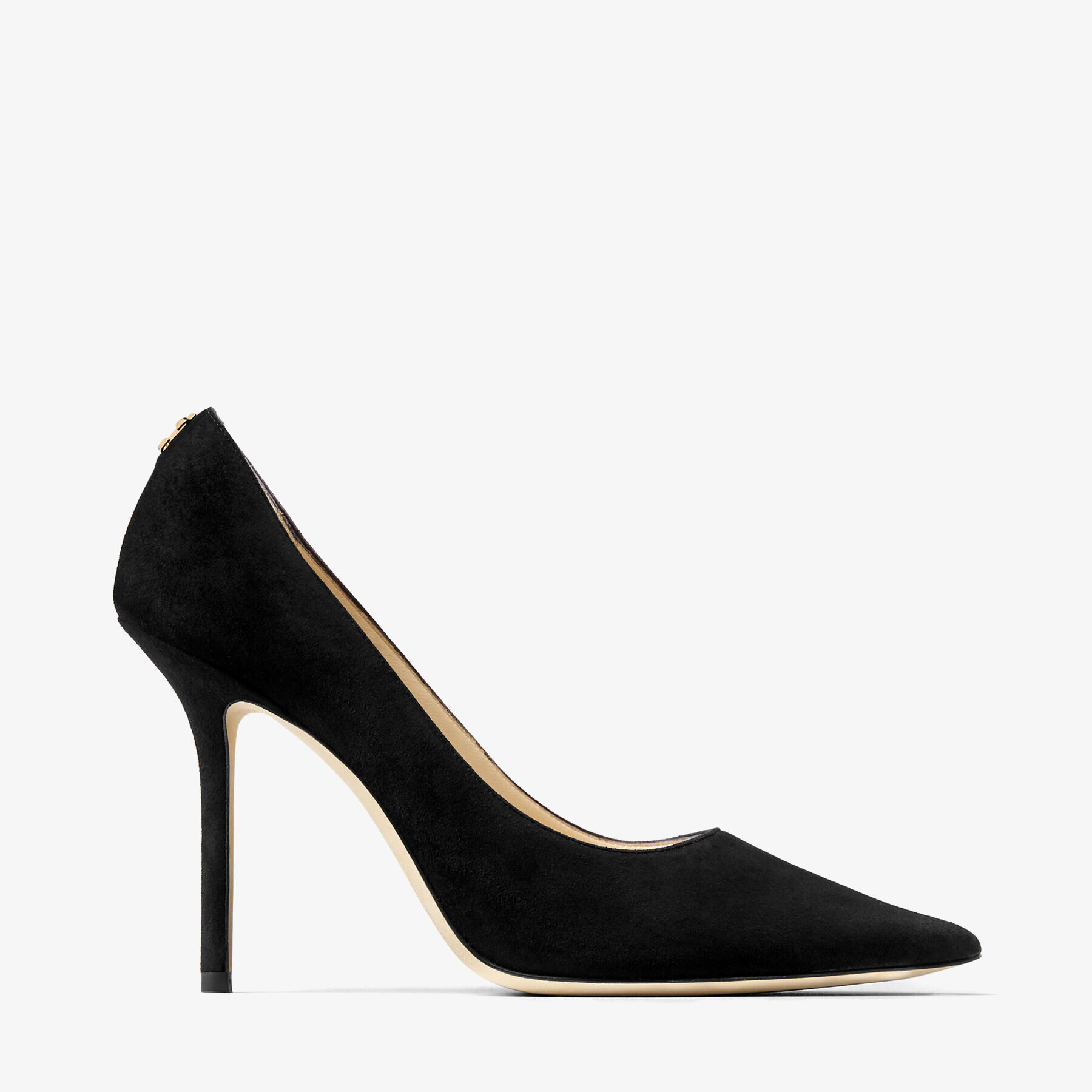 Black Suede Pointy Toe pumps with Jimmy Choo Button|LOVE 100