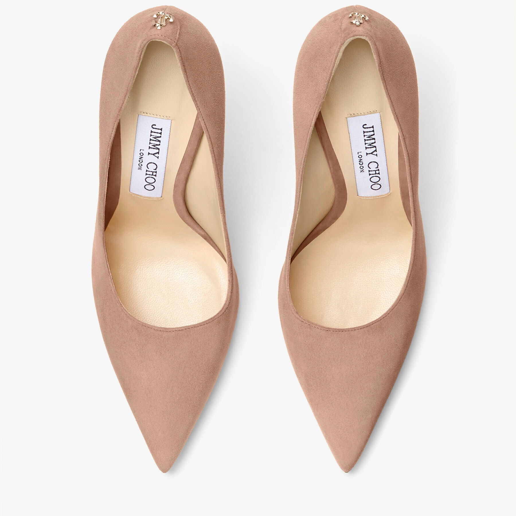 Ballet Pink Suede Pointy Toe Pumps with Jimmy Choo Button|LOVE 100 ...