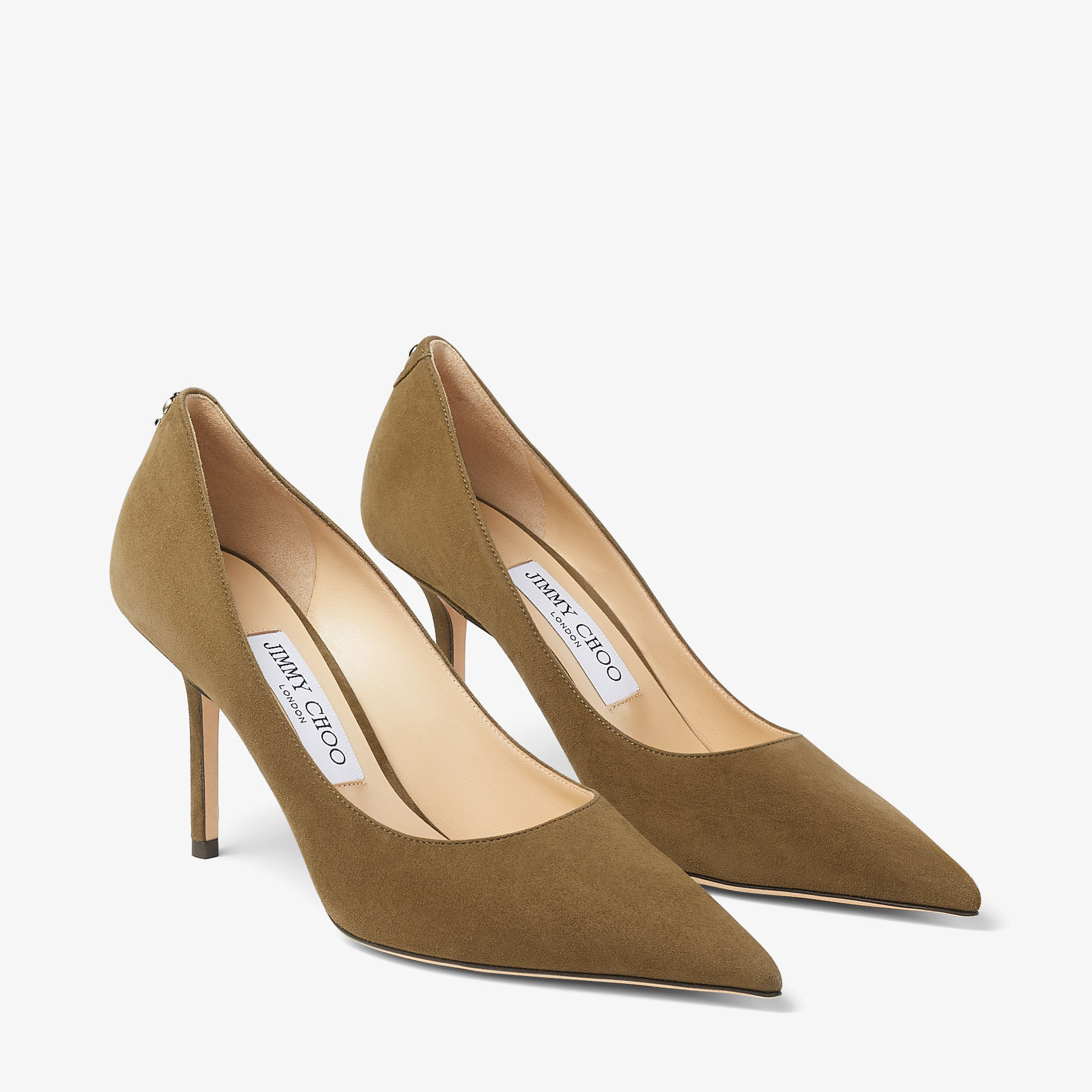LOVE 85 | Caper Green Suede Pointed Pumps with JC Emblem | Summer 