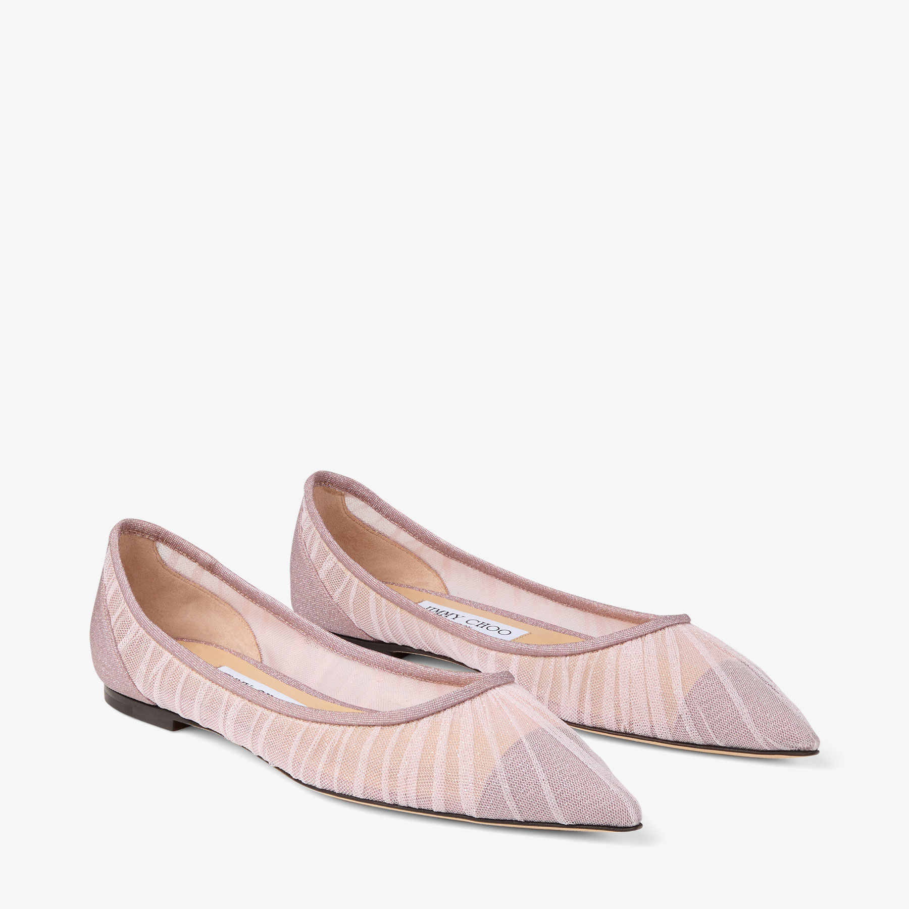 Love Flat Rose Glitter Fabric Flats JIMMY CHOO CA