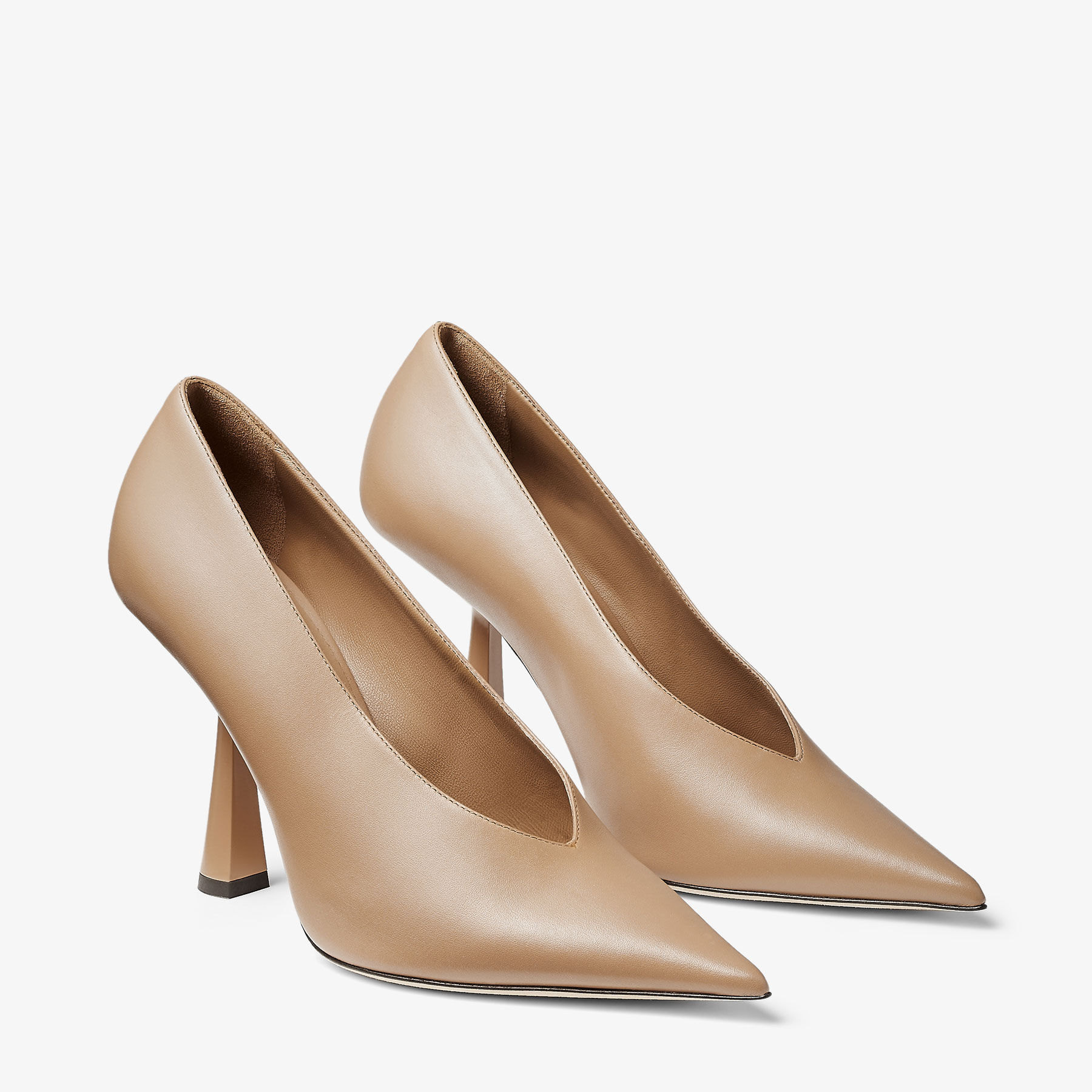 MARYANNE 100 Biscuit Calf Leather Pointed Toe Pumps Autumn