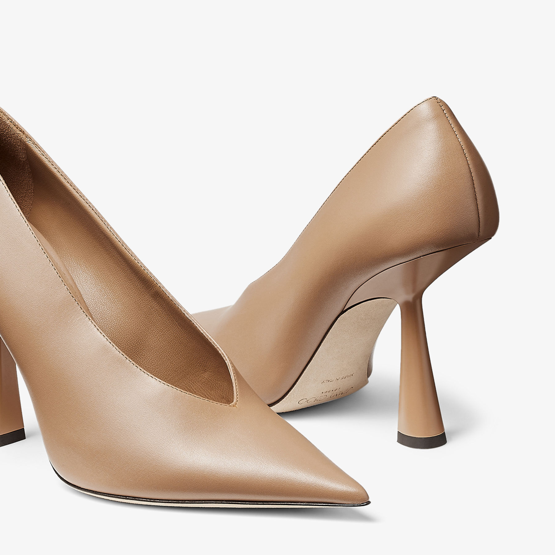 MARYANNE 100 Biscuit Calf Leather Pointed Toe Pumps Autumn