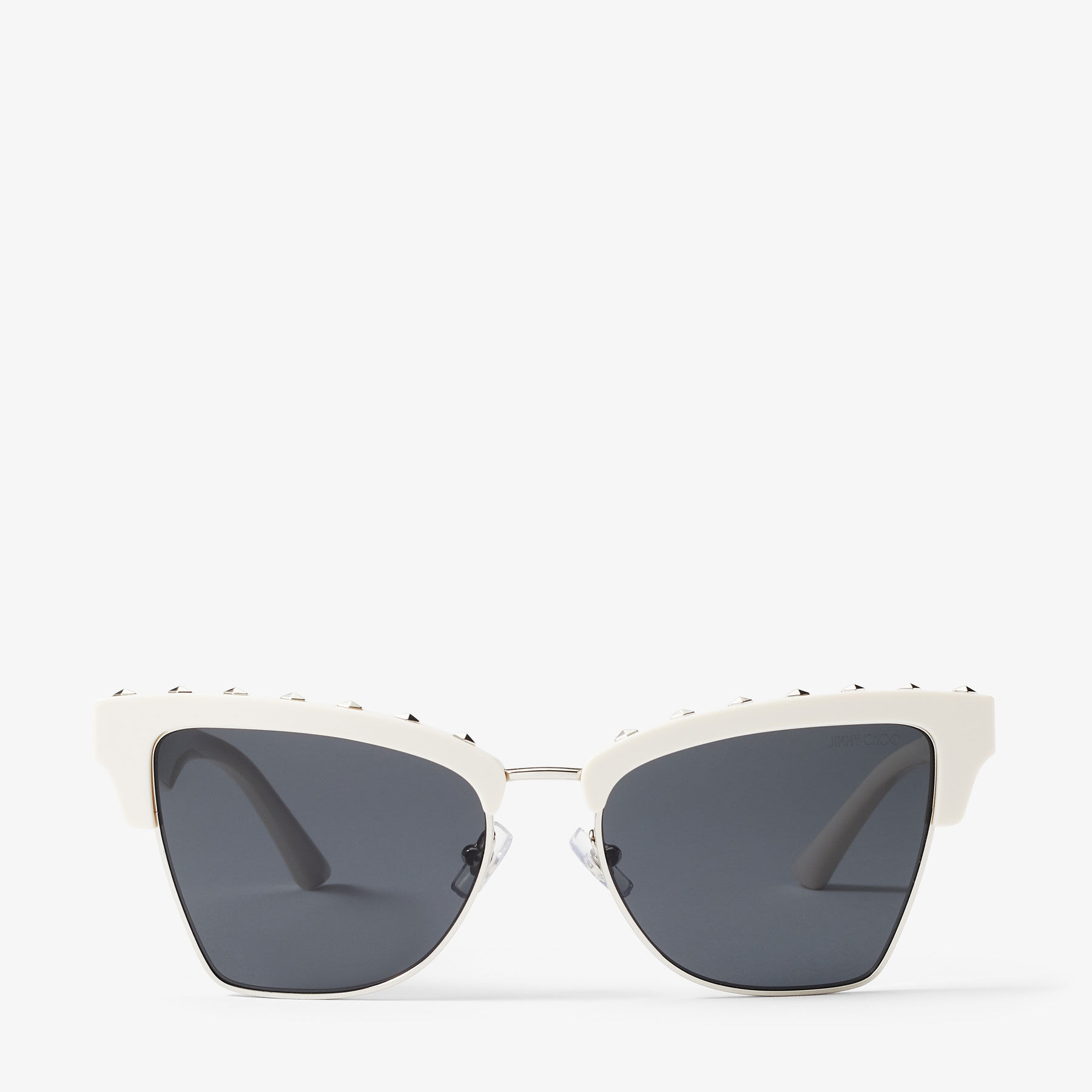 Maxime | White Butterfly Frame Sunglasses with Studs | JIMMY CHOO