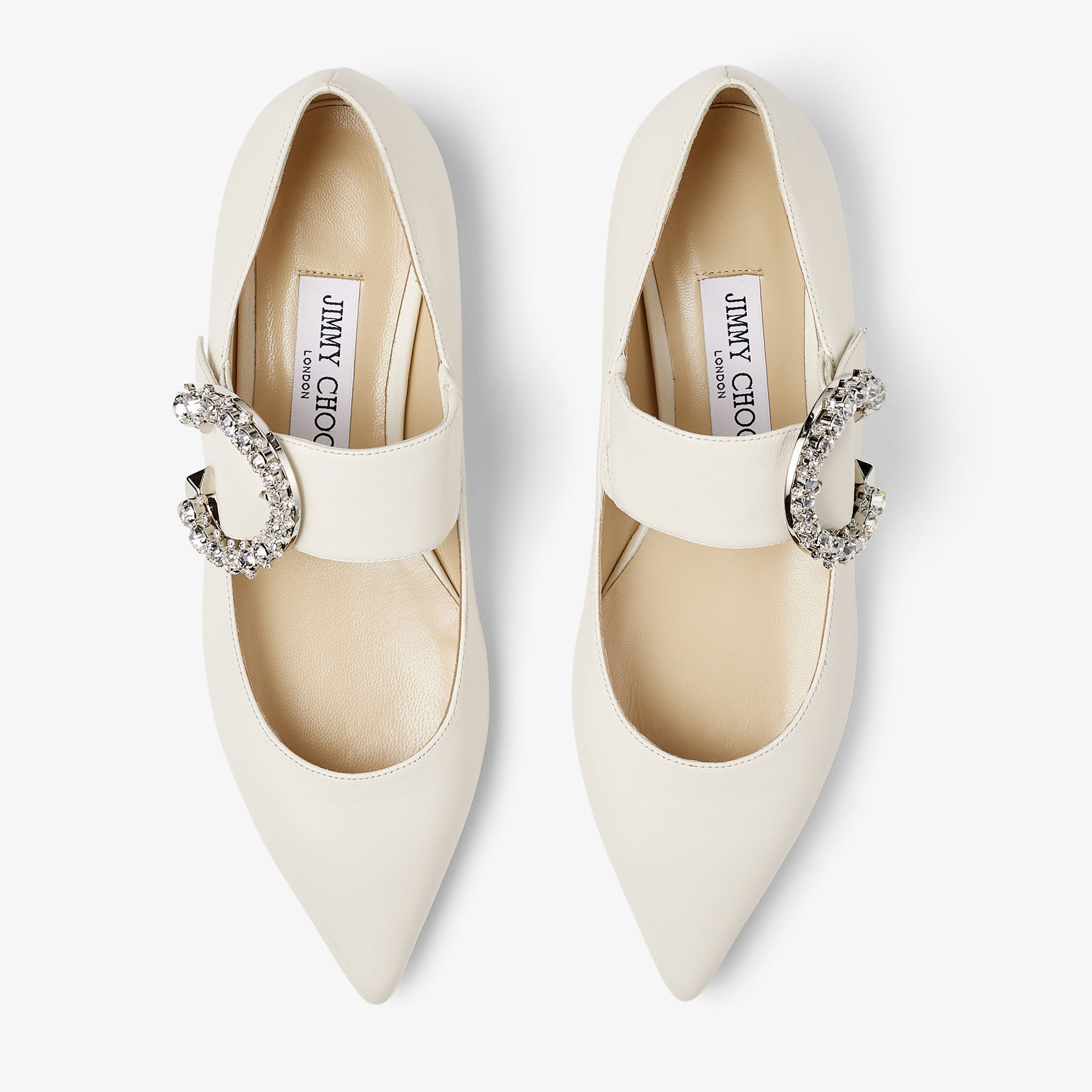 Melva Ballerina Latte Nappa Leather Ballerina Pumps with Crystal Buckle JIMMY CHOO
