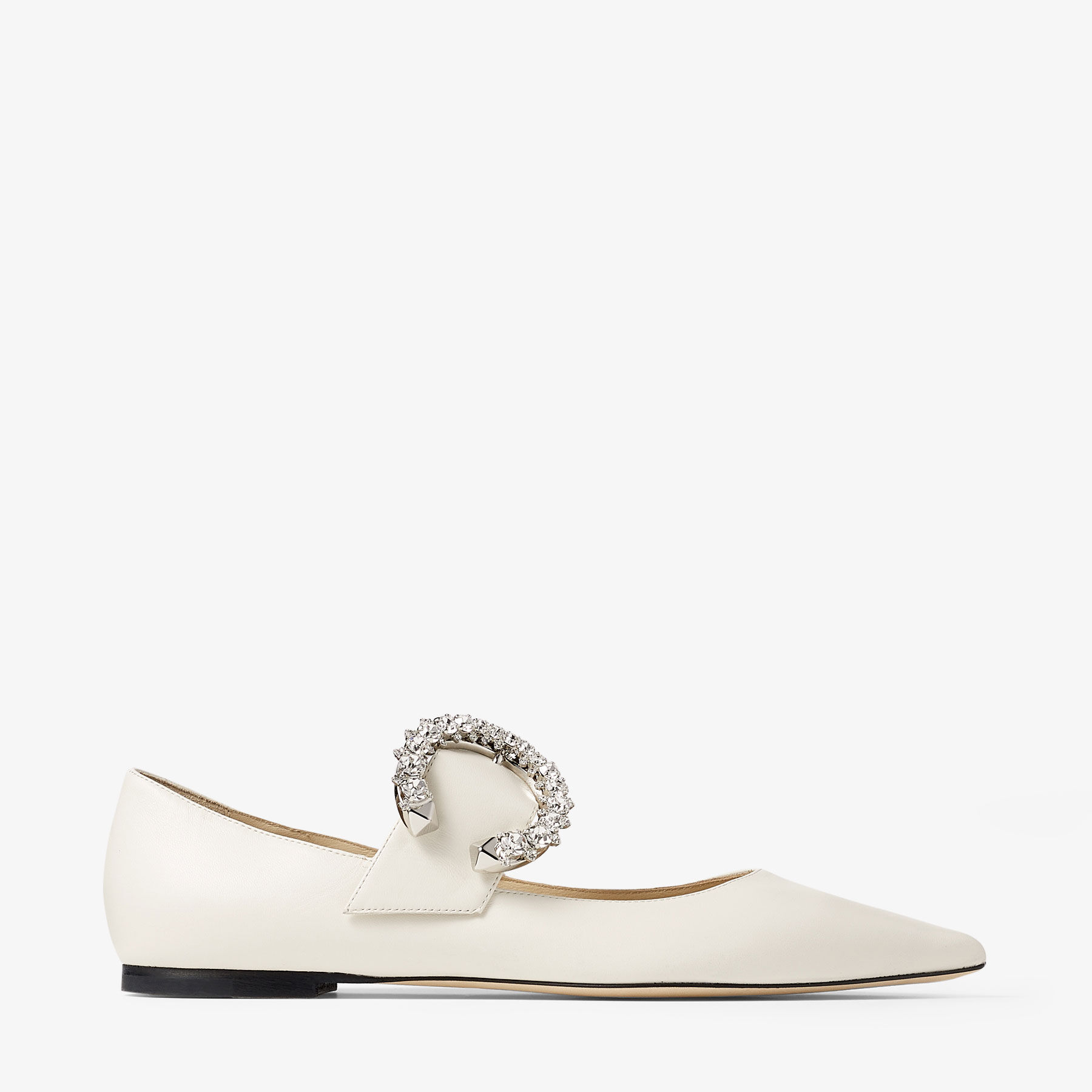 Melva Ballerina Latte Nappa Leather Ballerina Pumps with Crystal Buckle JIMMY CHOO