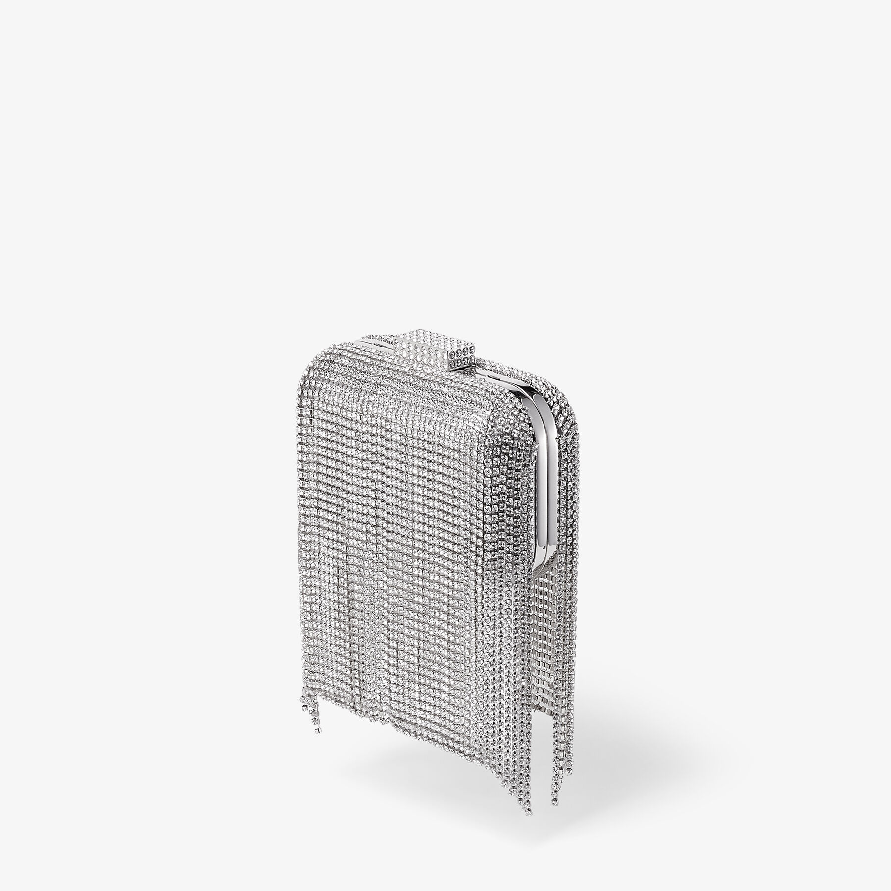 MICRO CLOUD Silver Crystal Mini Bag with Fringe Winter 2022 collection JIMMY CHOO