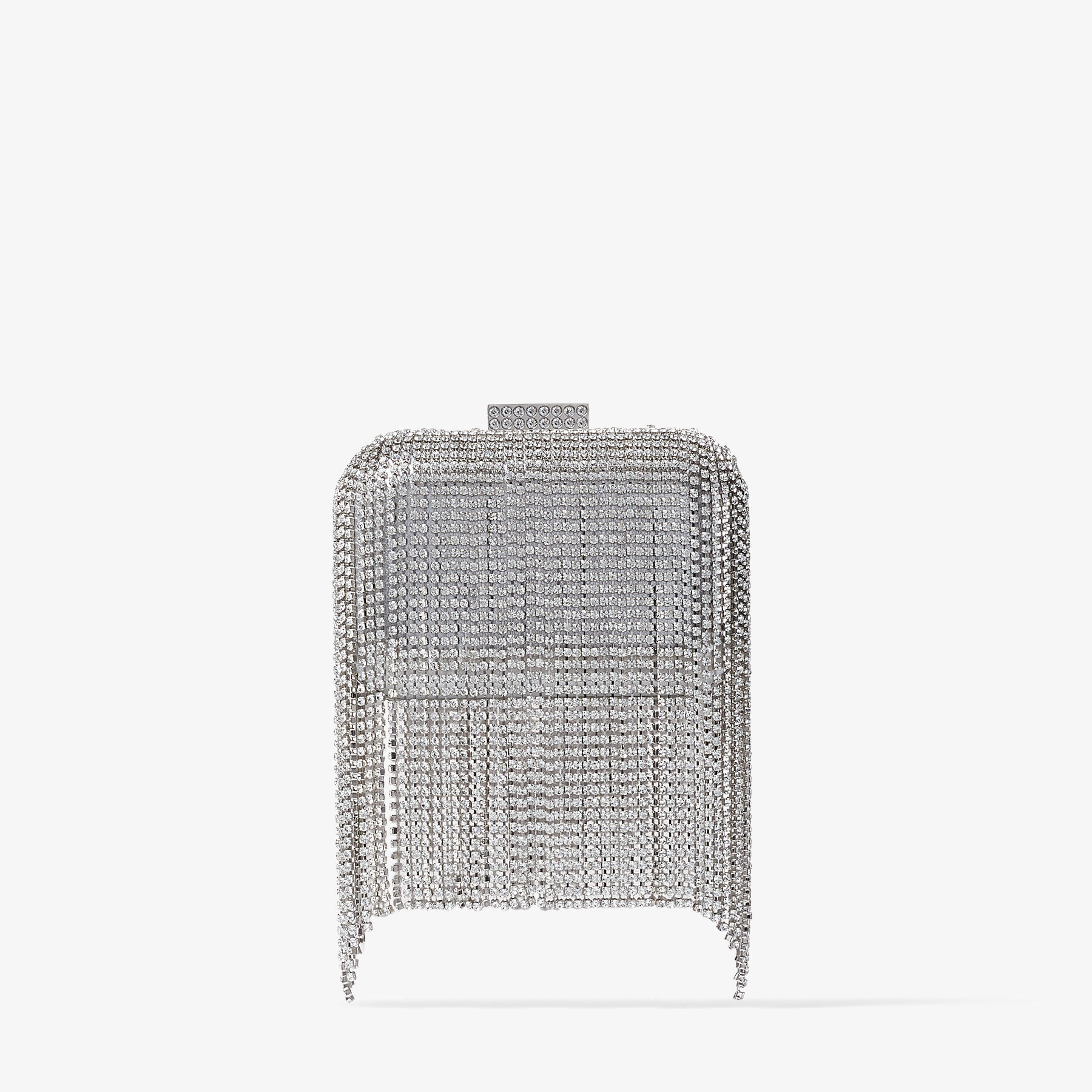 MICRO CLOUD Silver Crystal Mini Bag with Fringe Winter 2022 collection JIMMY CHOO