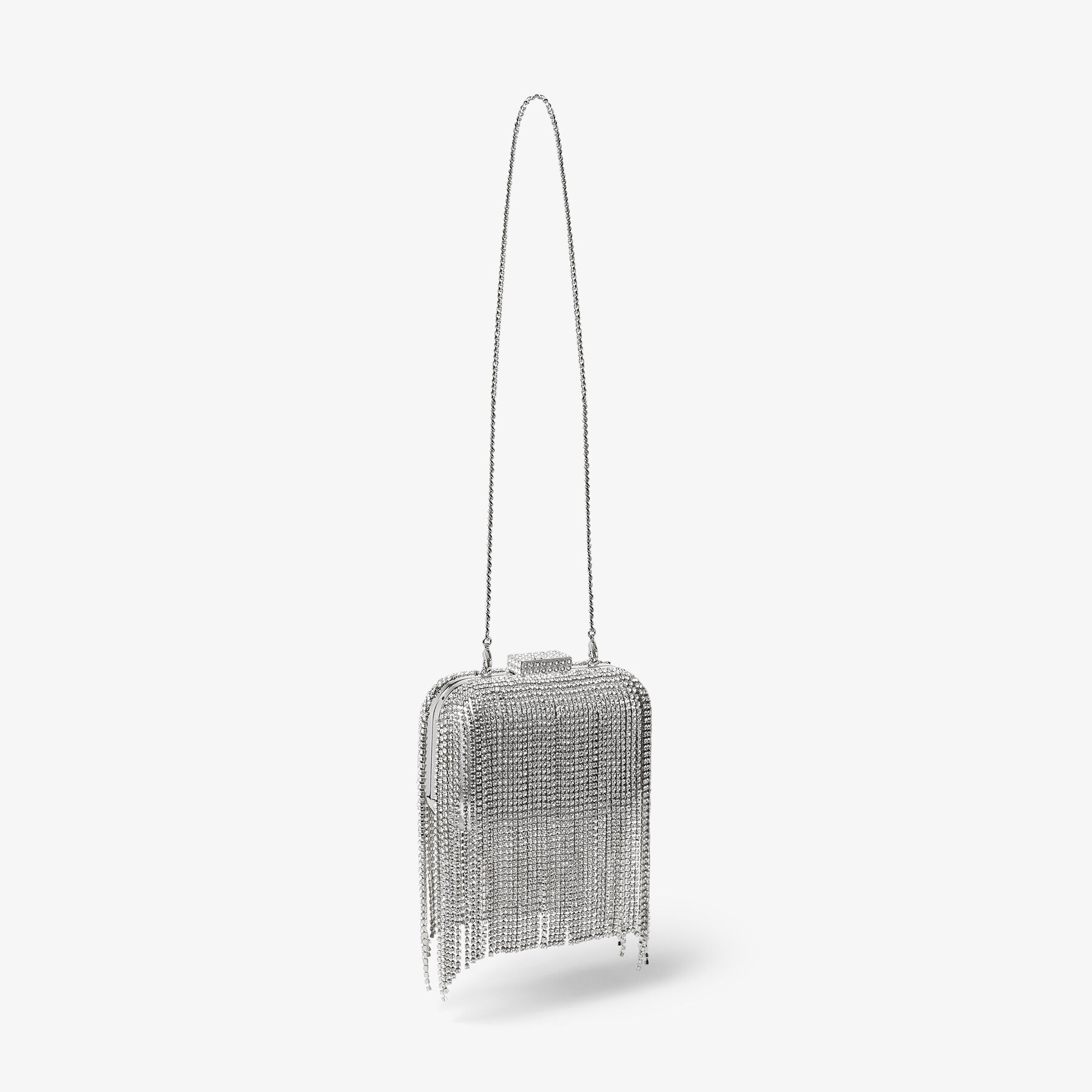 MICRO CLOUD Silver Crystal Mini Bag with Fringe Winter 2022 collection JIMMY CHOO