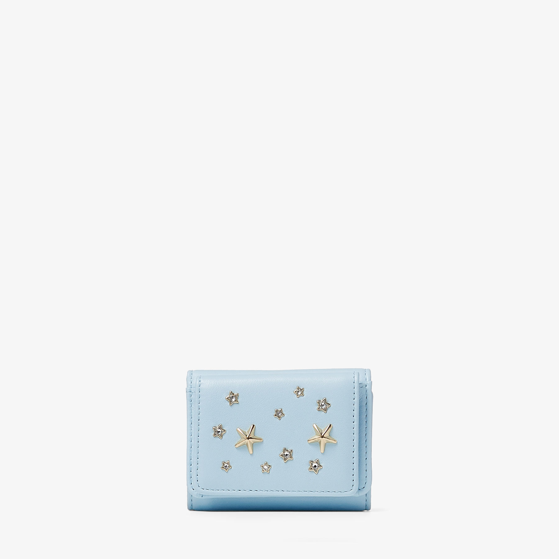 Nemo | Ice Blue Calf Leather Wallet with Metal and Crystal Stars 