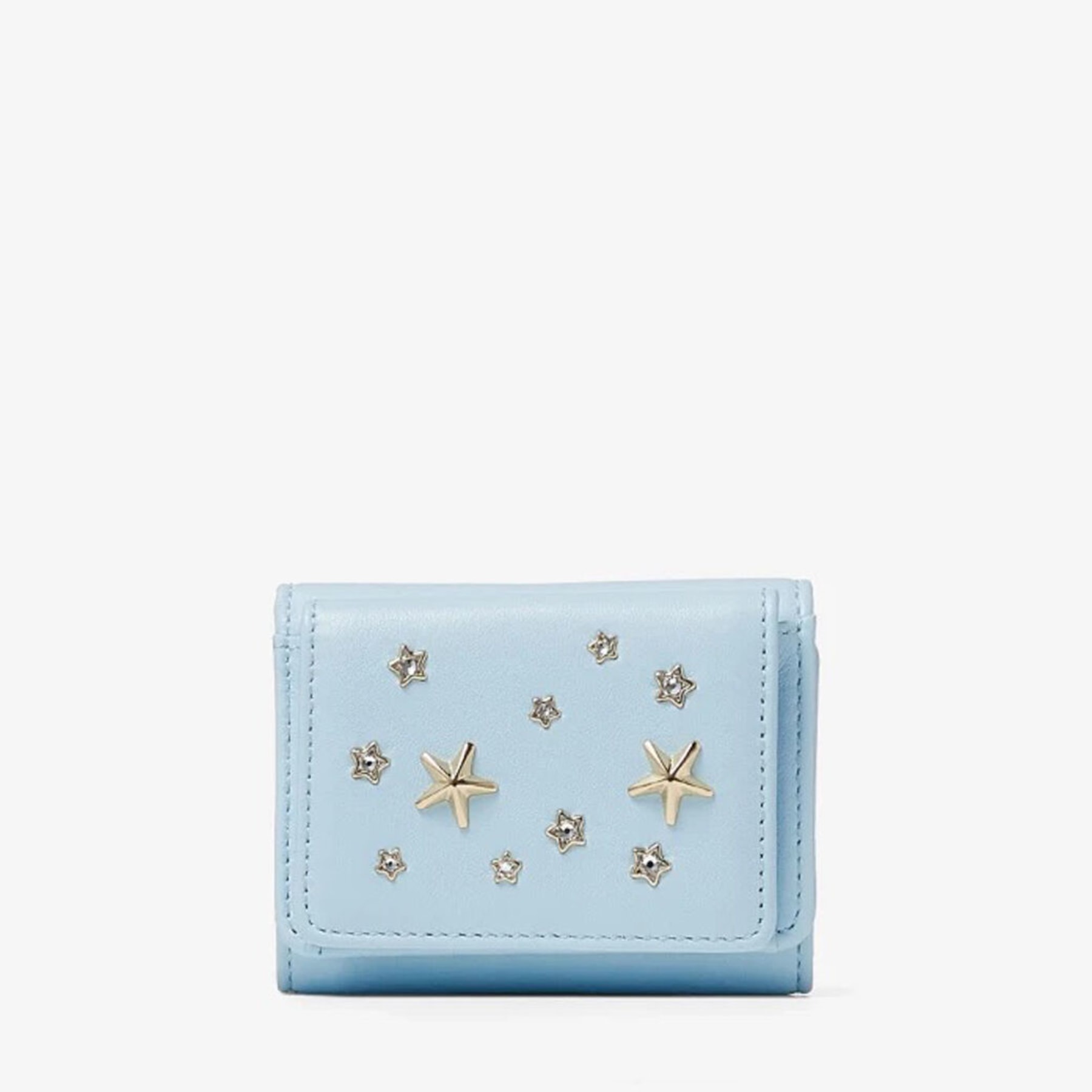 Nemo | Ice Blue Calf Leather Wallet with Metal and Crystal Stars 