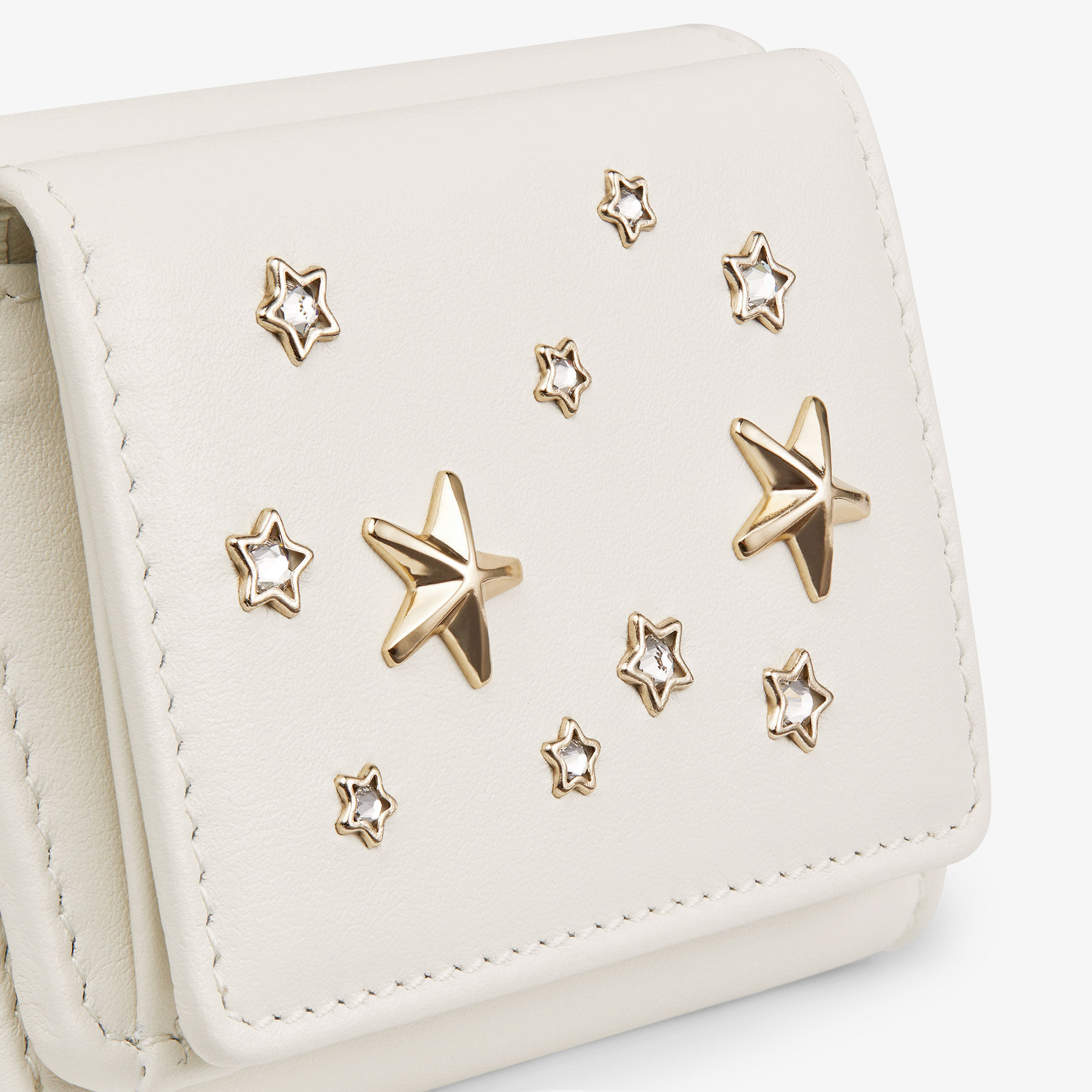 NEMO | Latte Calf Leather Wallet with Metal and Crystal Stars 