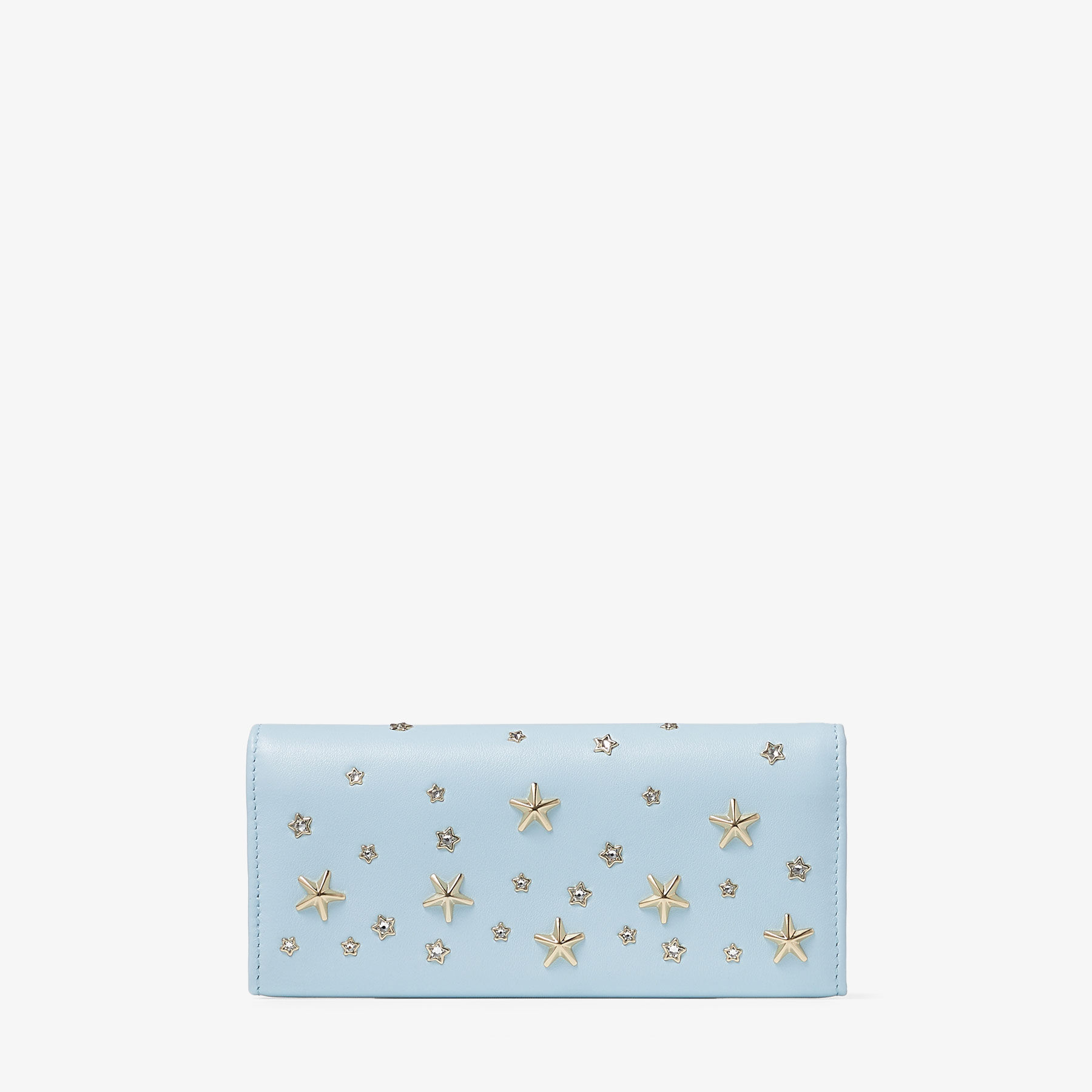 Nino | Ice Blue Calf Leather Wallet with Metal and Crystal Stars ...