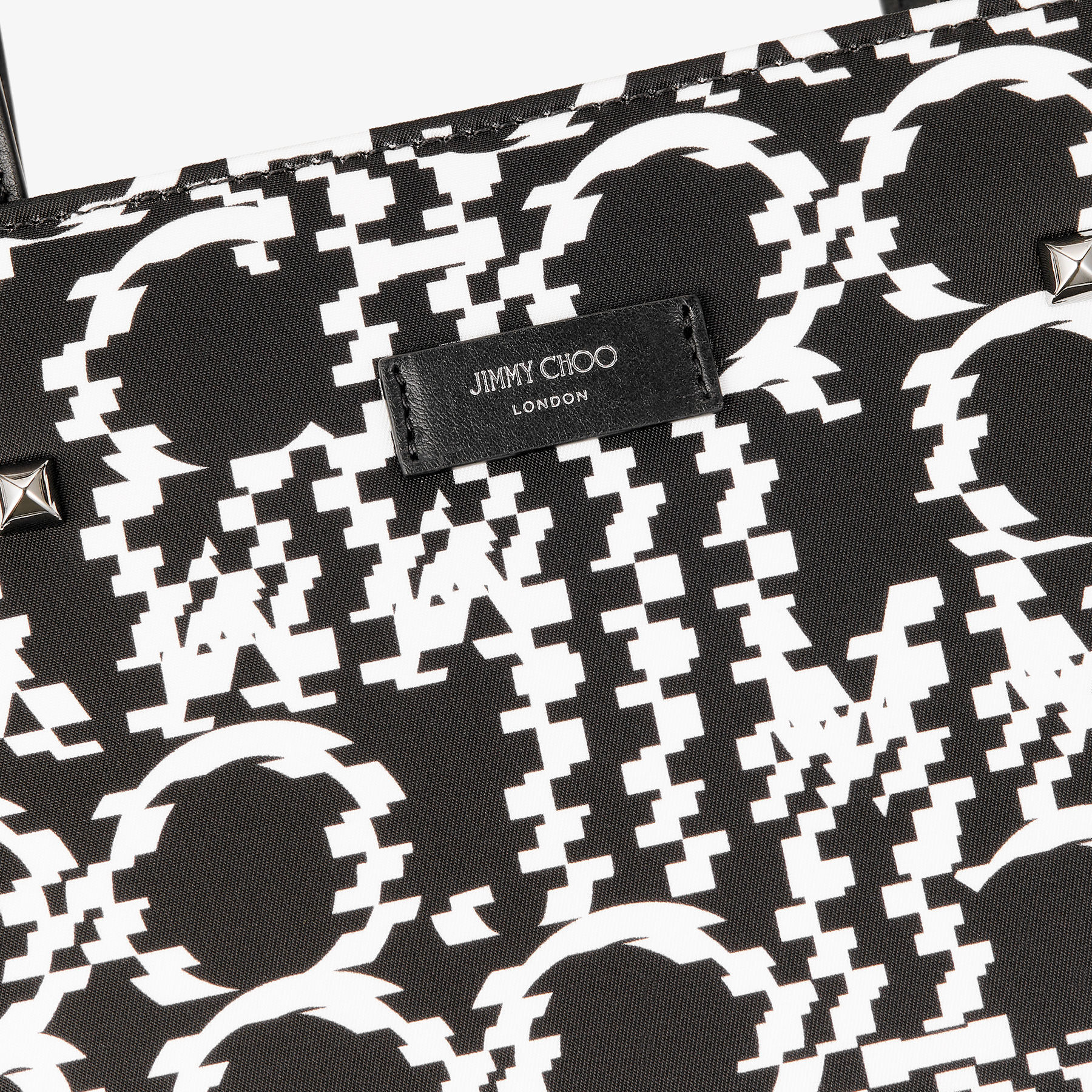 Logo Tote/M Black Distorted Jimmy Choo Logo Nylon Tote Bag JIMMY CHOO