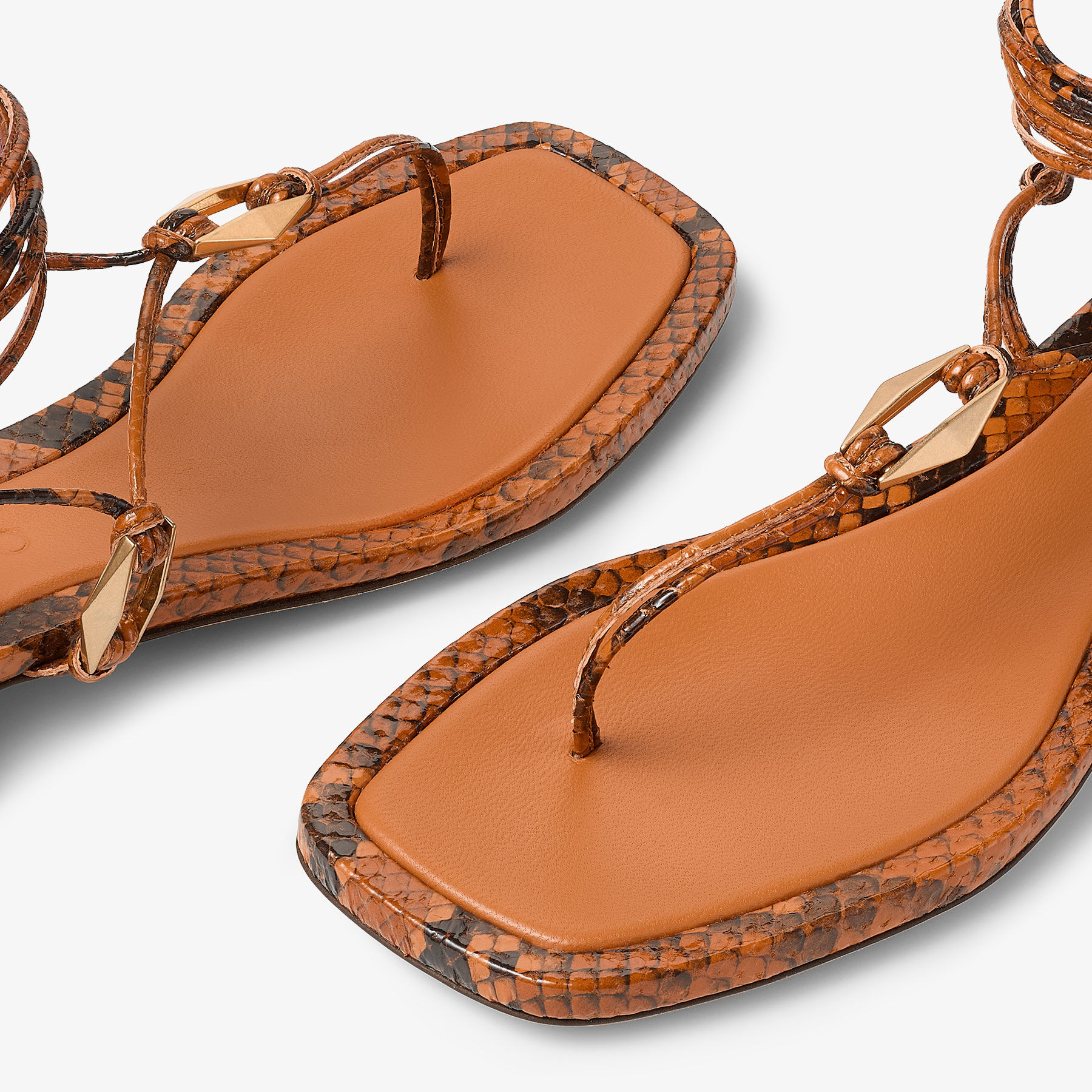 Onyxia Flat Copper Gold Snake Print Flats JIMMY CHOO CA