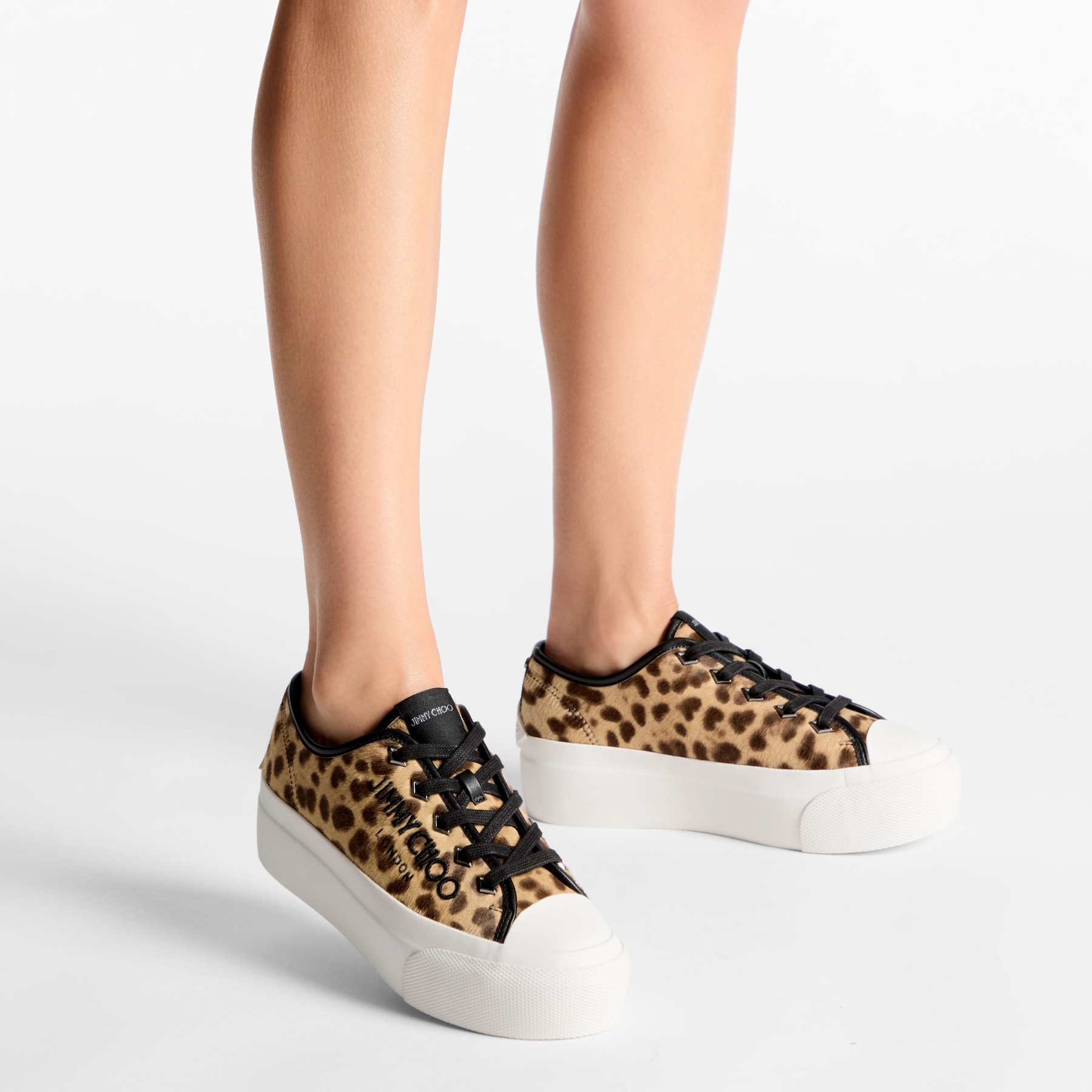 Palma Maxi Natural Leopard Print Pony Platform Trainers JIMMY CHOO CA