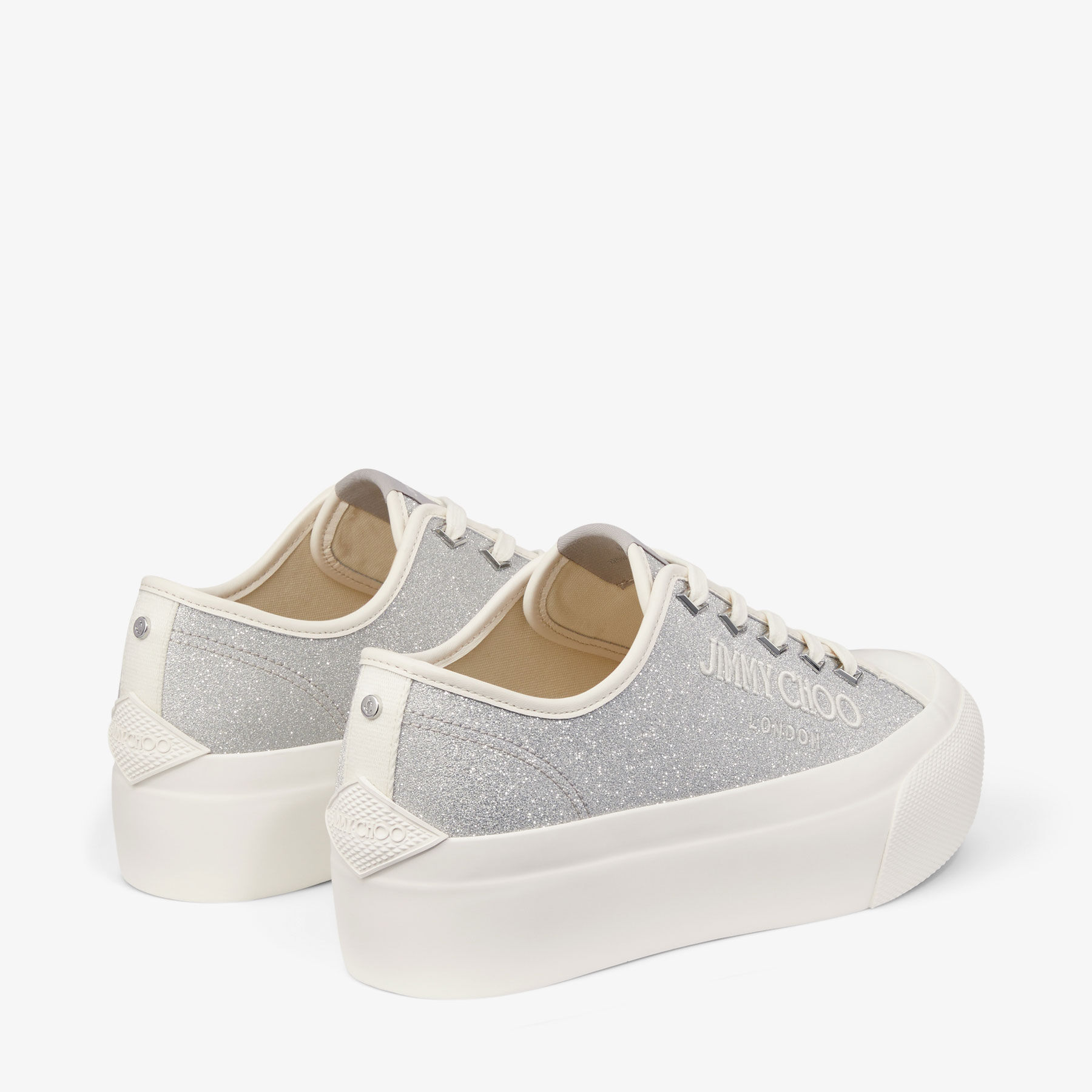 Palma Maxi/F|Silver/Latte Nappa Leather Trainer| JIMMY CHOO
