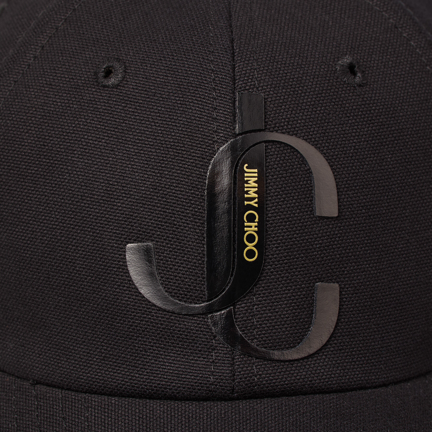 Black Cotton Baseball Cap with Shiny JC Monogram | PAXY | Summer 