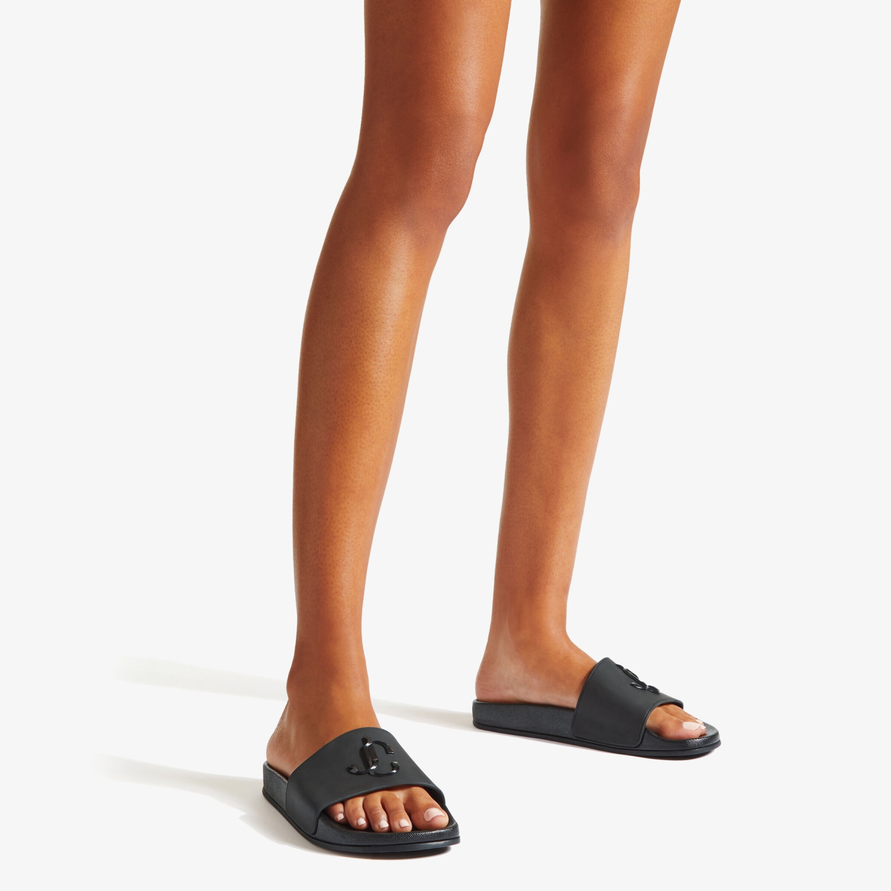 Black Rubber Slides with JC Monogram PORT F Spring 2022