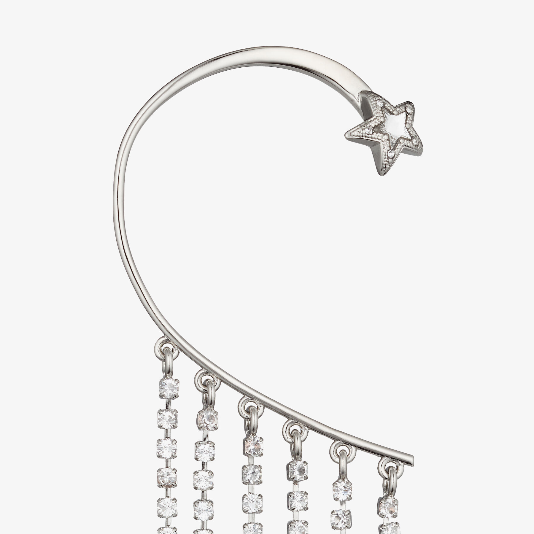 Silver Metal Star Fringe Ear Cuff with crystals | Right Fringe 
