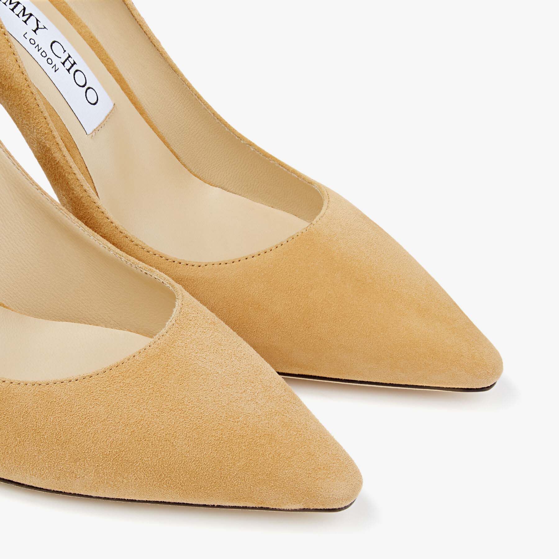 Caramel Suede Pointed Toe Pumps ROMY 85 High Summer 2021