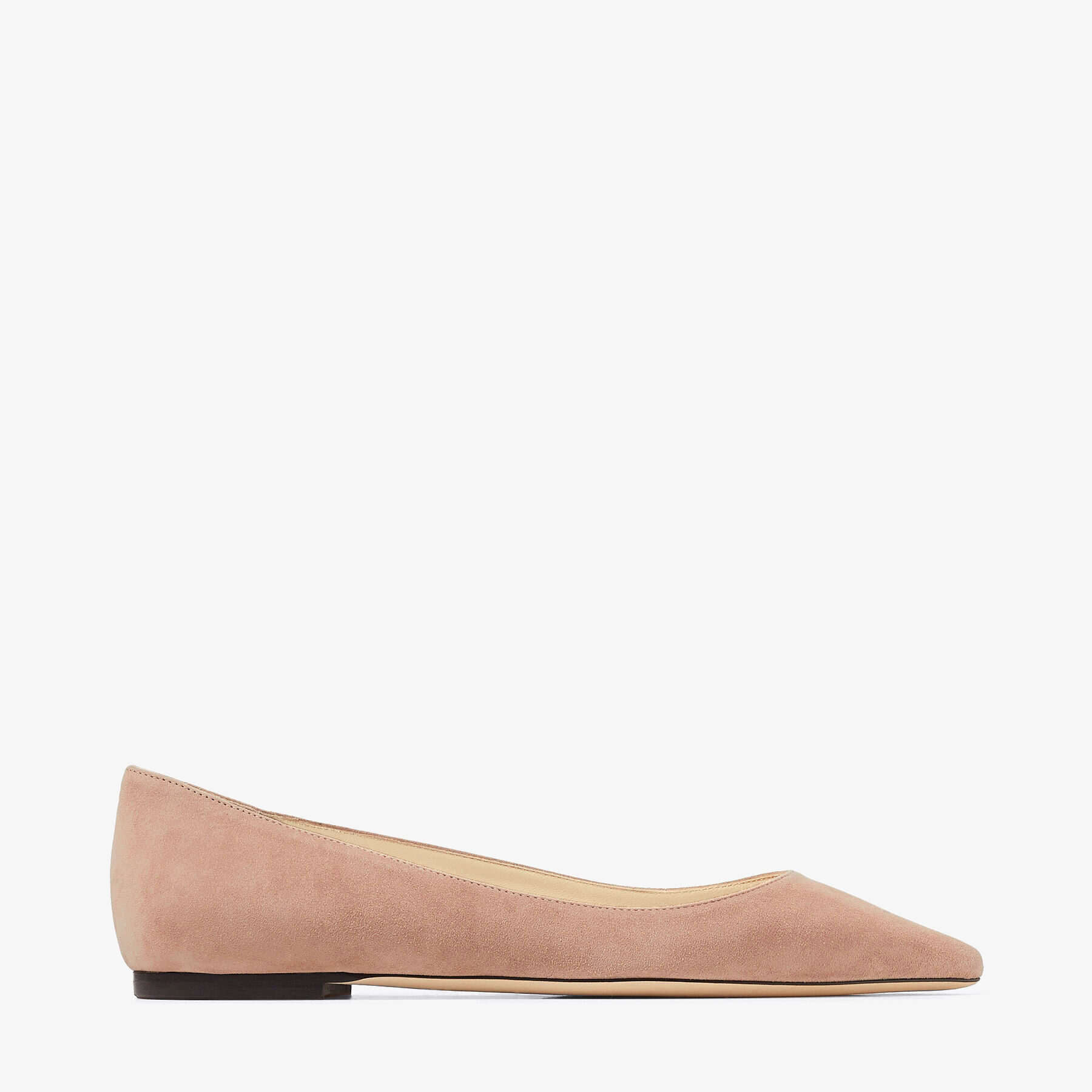 Ballet-Pink Suede Pointed Flats | ROMY Flat | 24:7 Icons | JIMMY CHOO