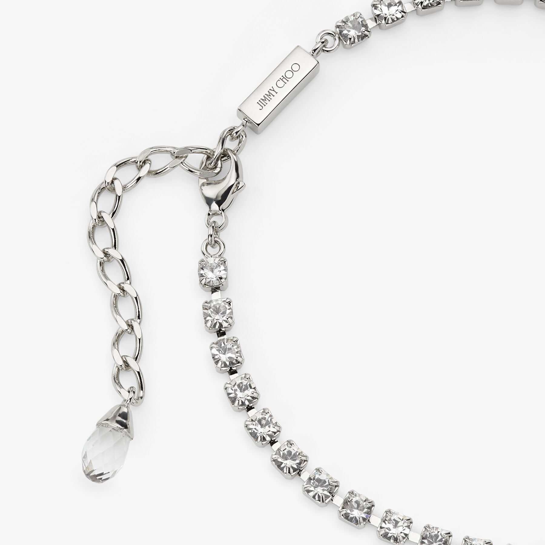 Saeda Anklet | Silver-Finish Metal Anklet with Crystal | JIMMY CHOO