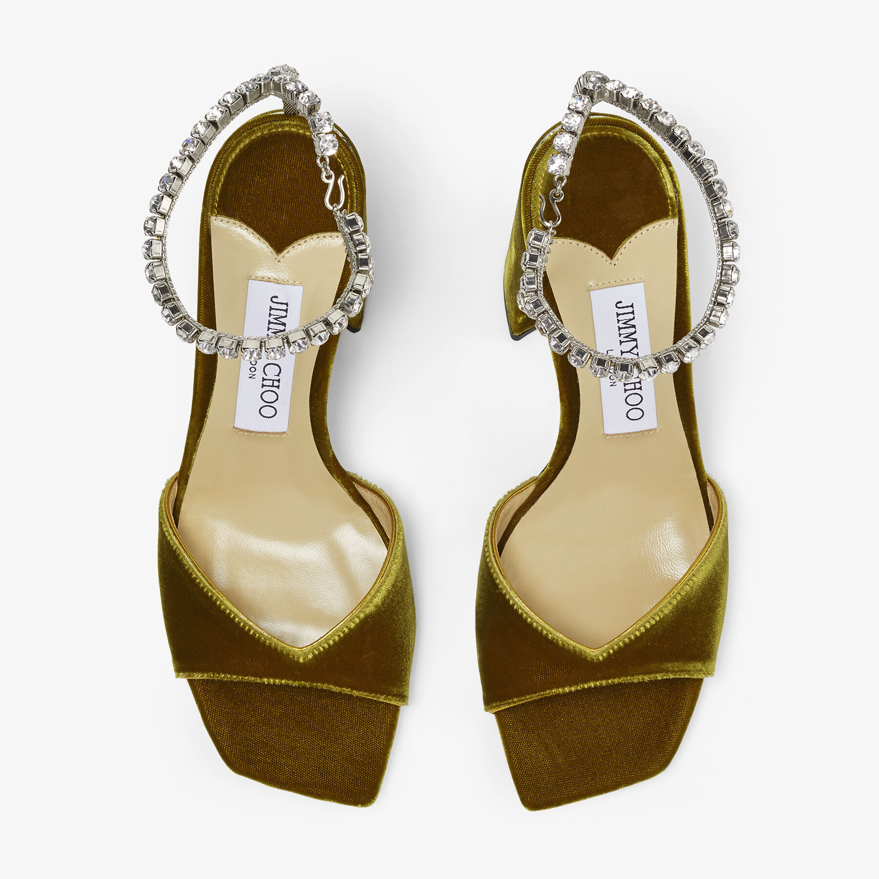 SAEDA SANDAL/BH 85 | Citrine Velvet Sandals with Swarovski Crystal 