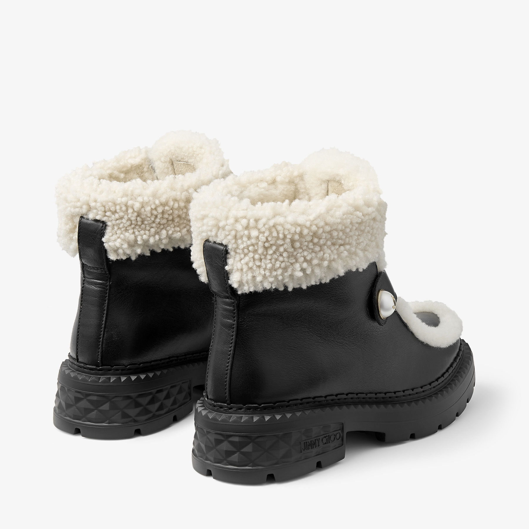 Shea Black Leather Shearling Ankle Boots JIMMY CHOO