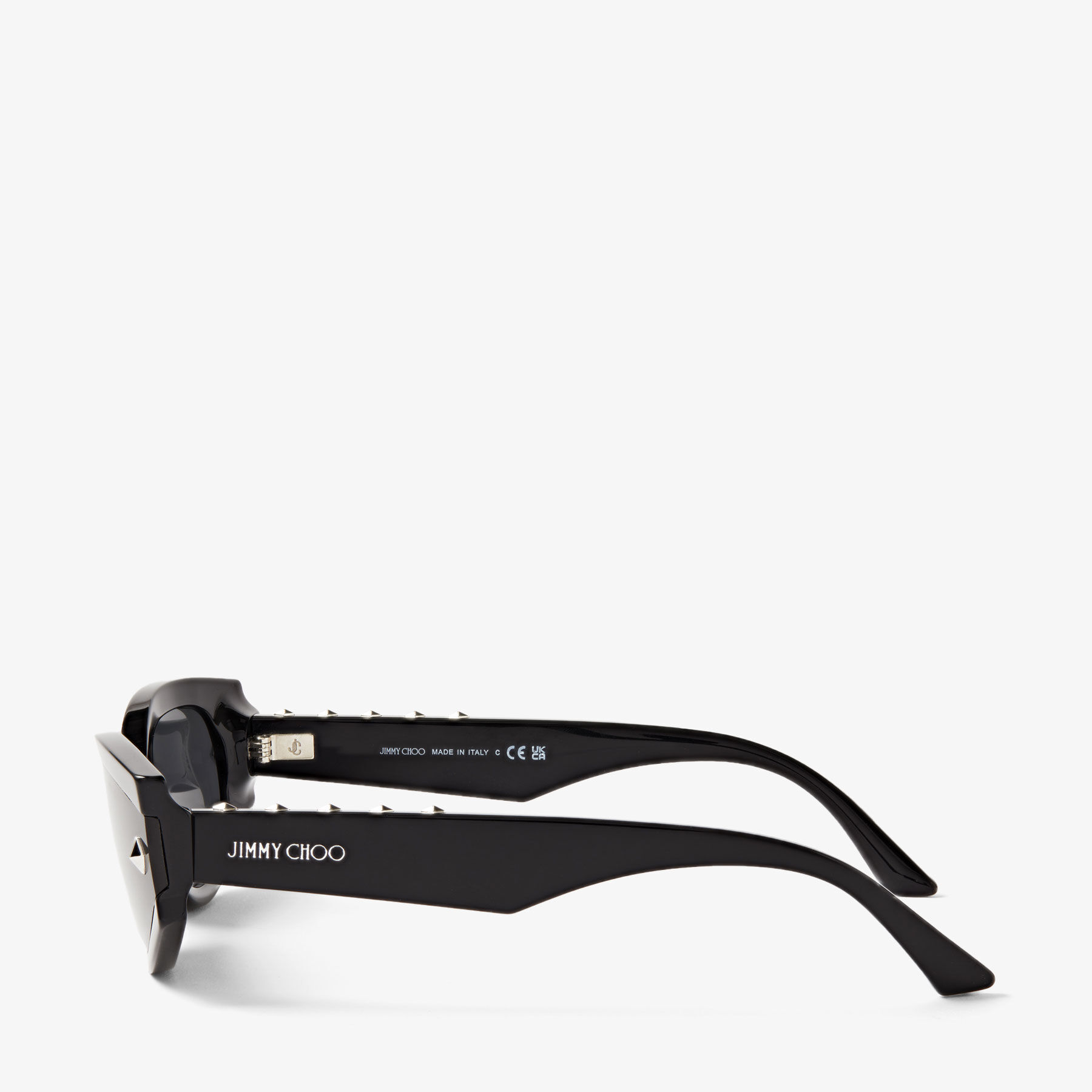 Skylar | Black Oval Sunglasses with Studs | JIMMY CHOO