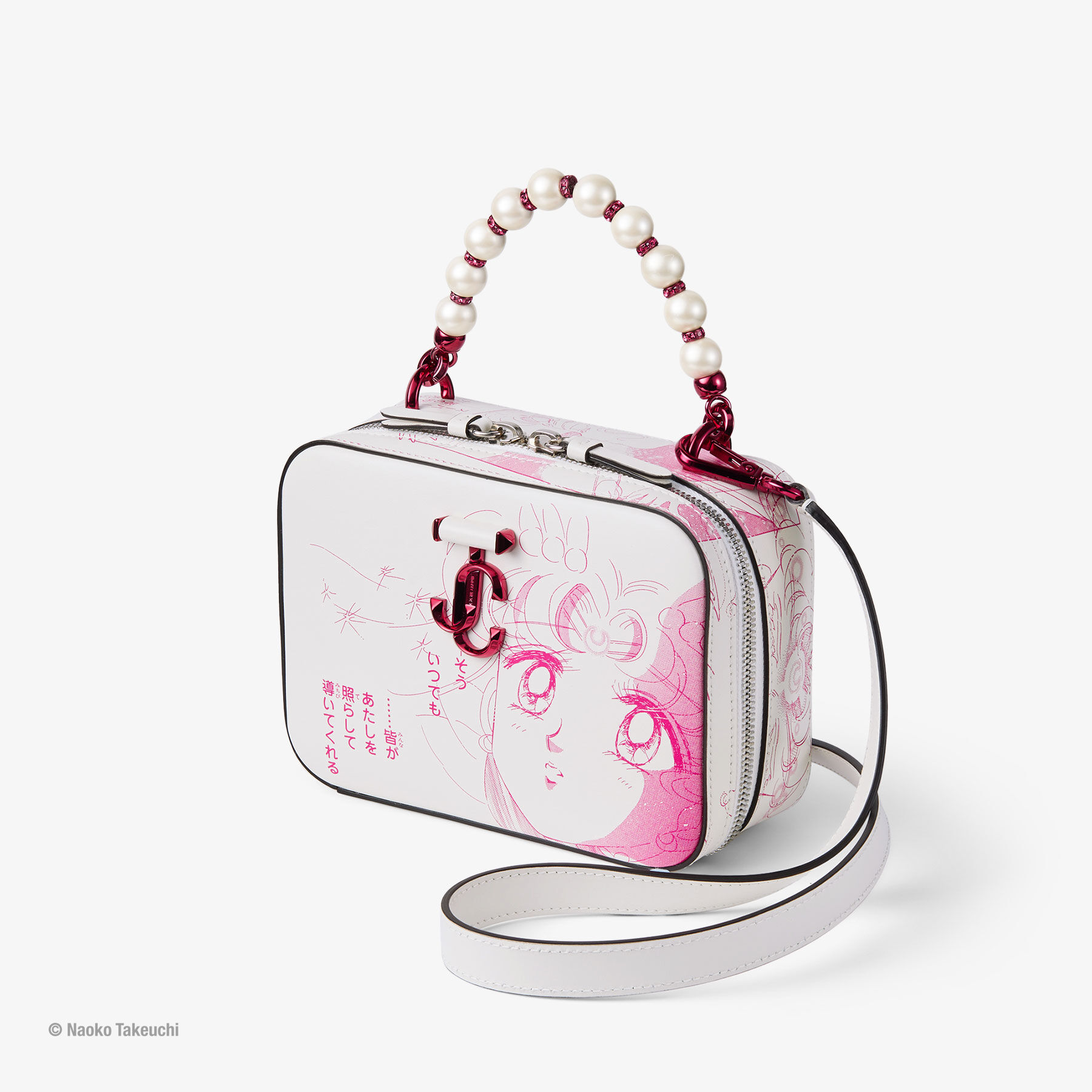 Super Sailor Moon Avenue Vanity Bag | Pink Leather Top Handle | JIMMY CHOO