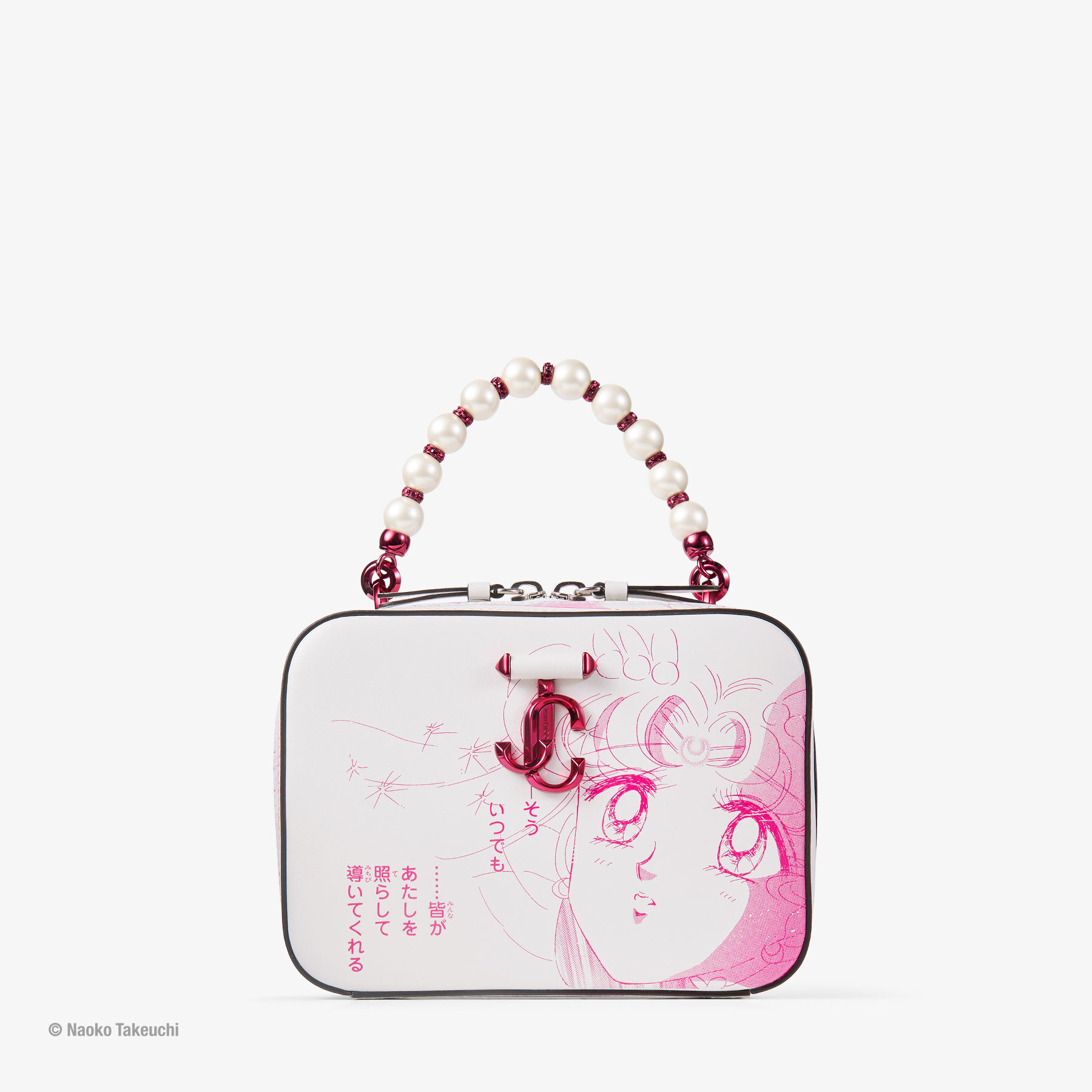 Super Sailor Moon Avenue Vanity Bag Pink Leather Top Handle JIMMY CHOO