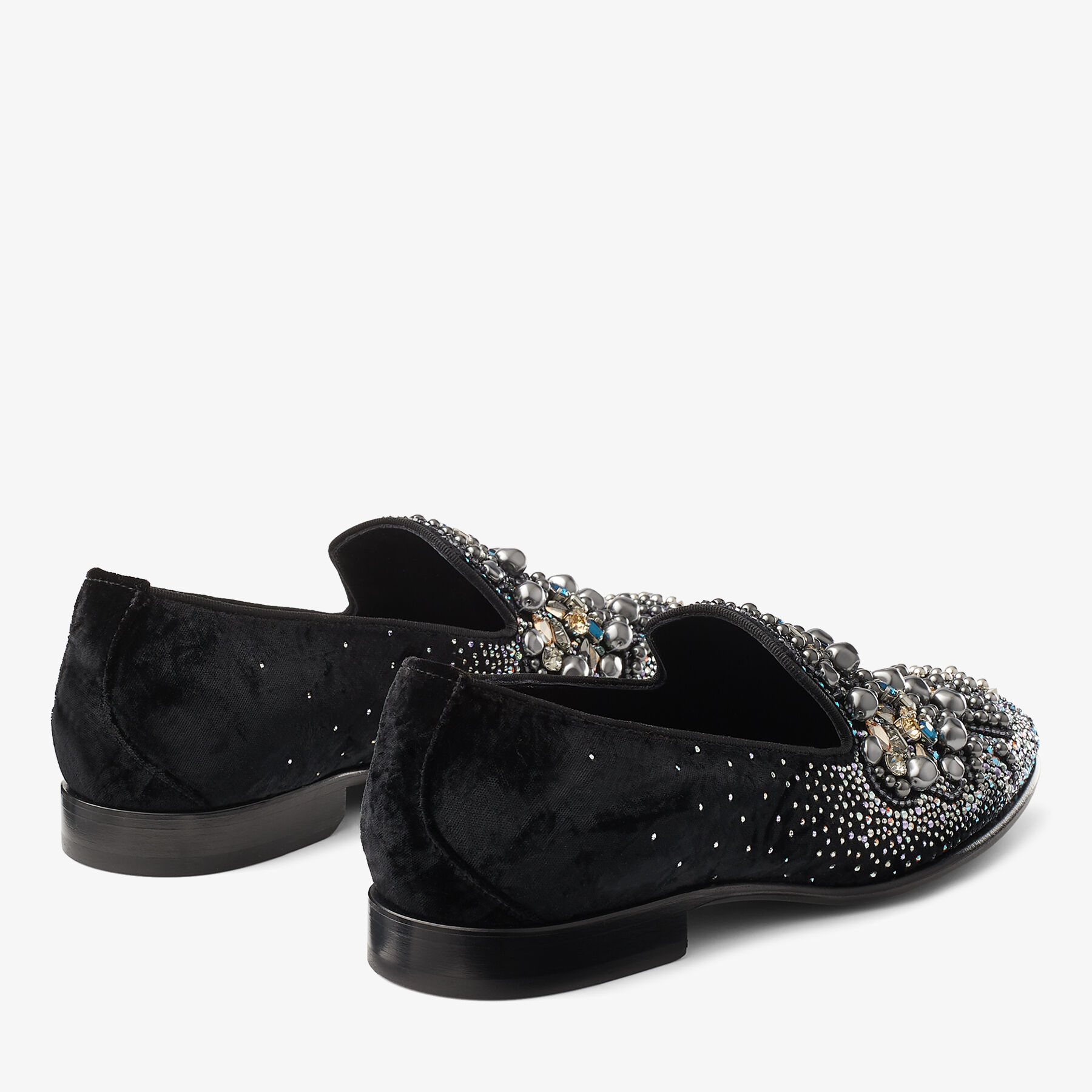 JIMMY CHOO Thame star-studded leather loafers - Black