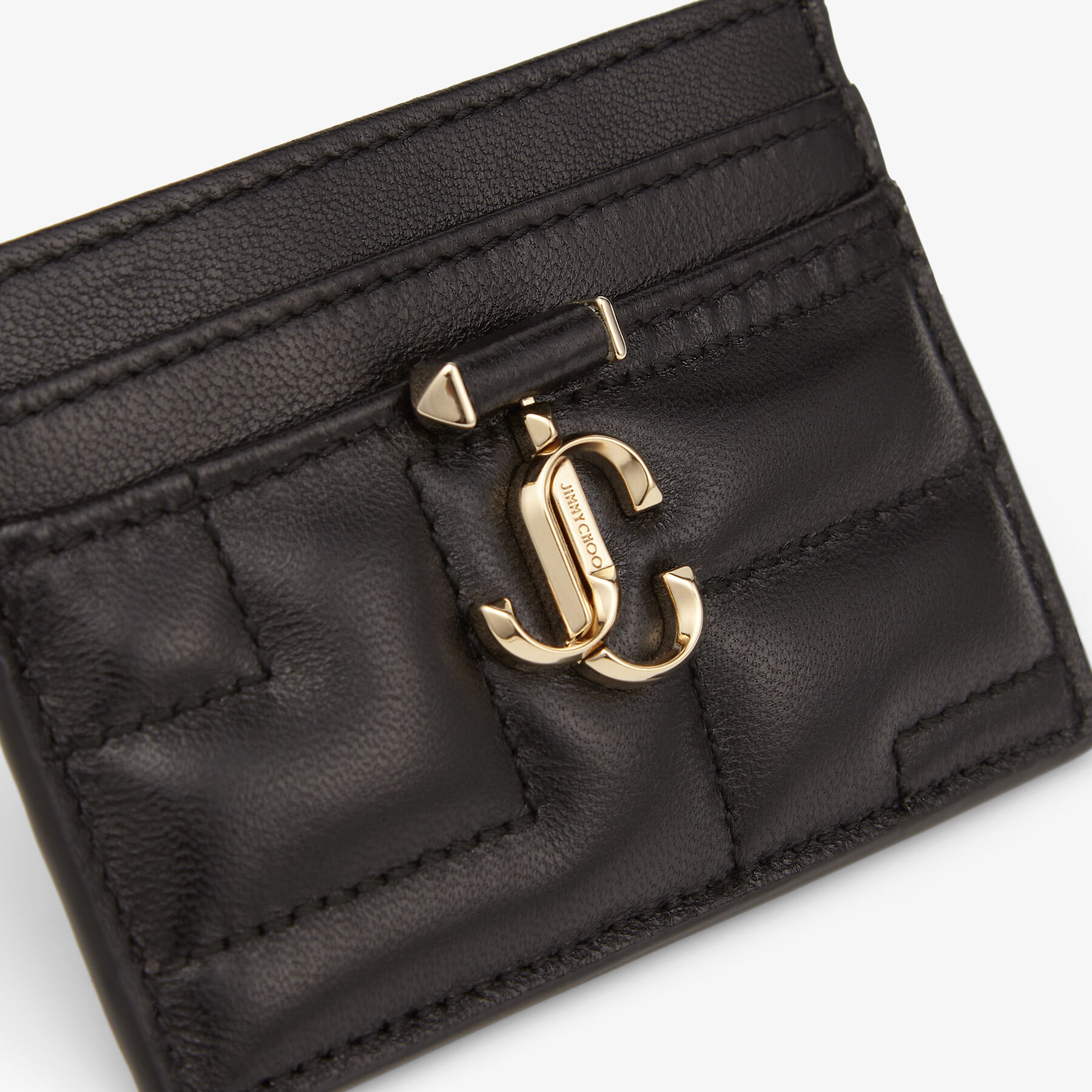 Black Avenue Nappa Leather Card Holder with JC Emblem | UMIKA